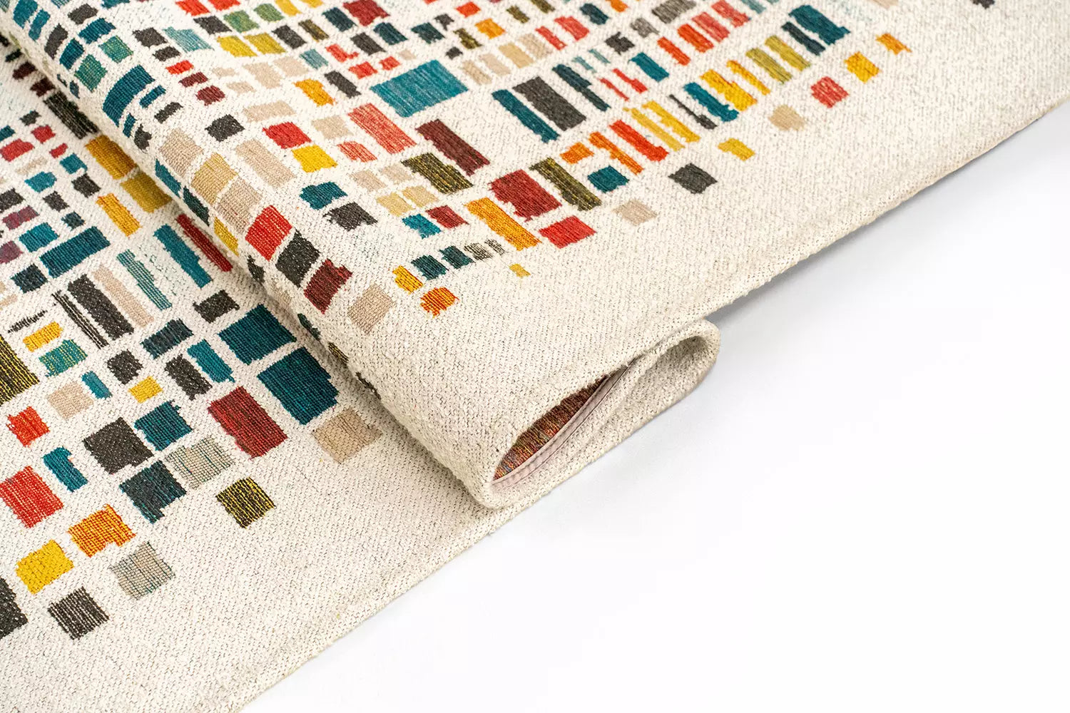 Teppich CUBIK beige mit buntem Muster