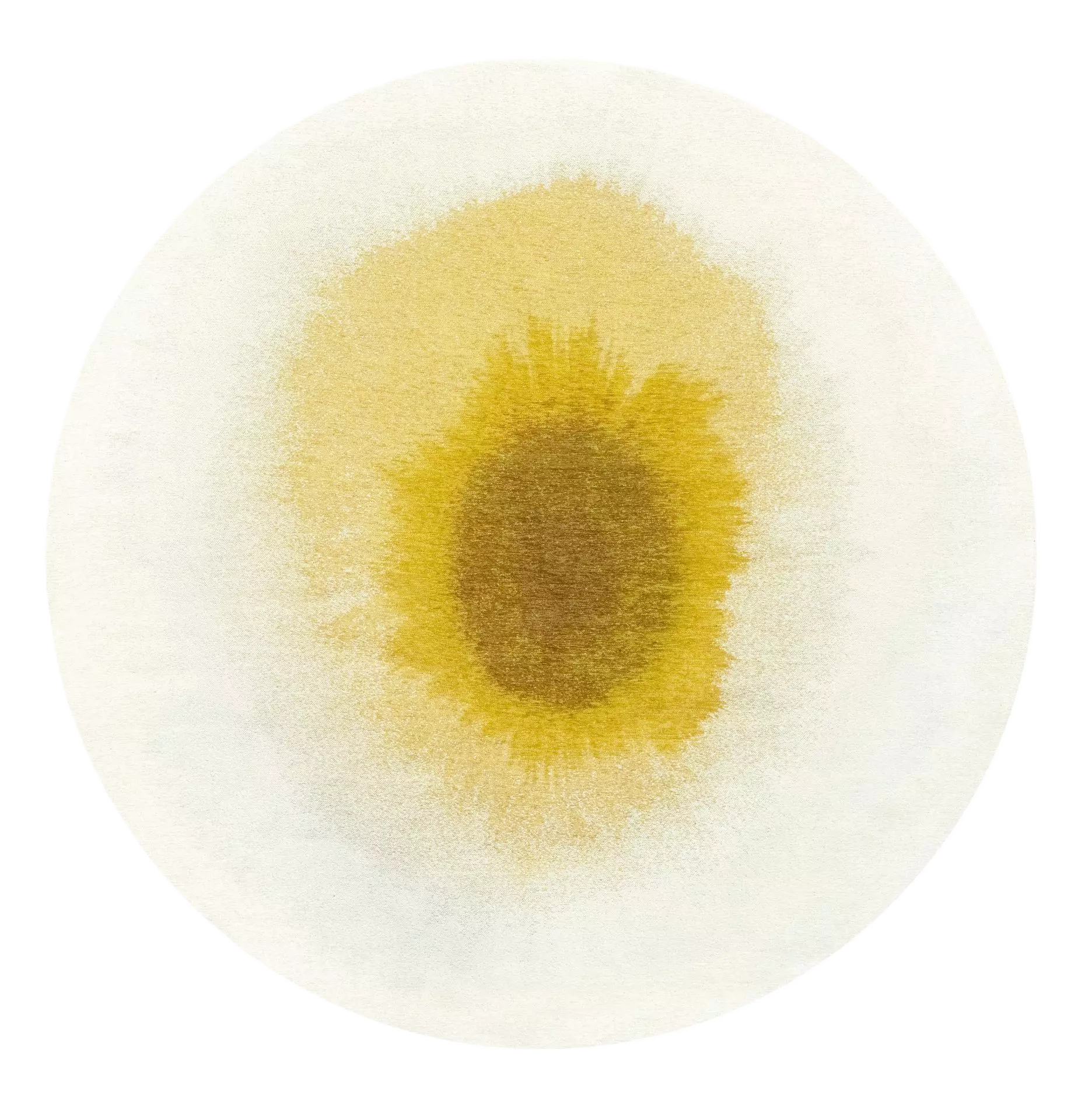 Round DROP rug in white with yellow