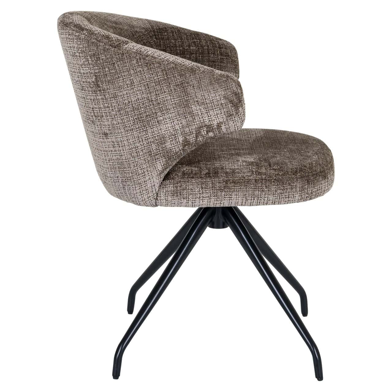 Milly Swivel Chair in Light Brown with Black Base