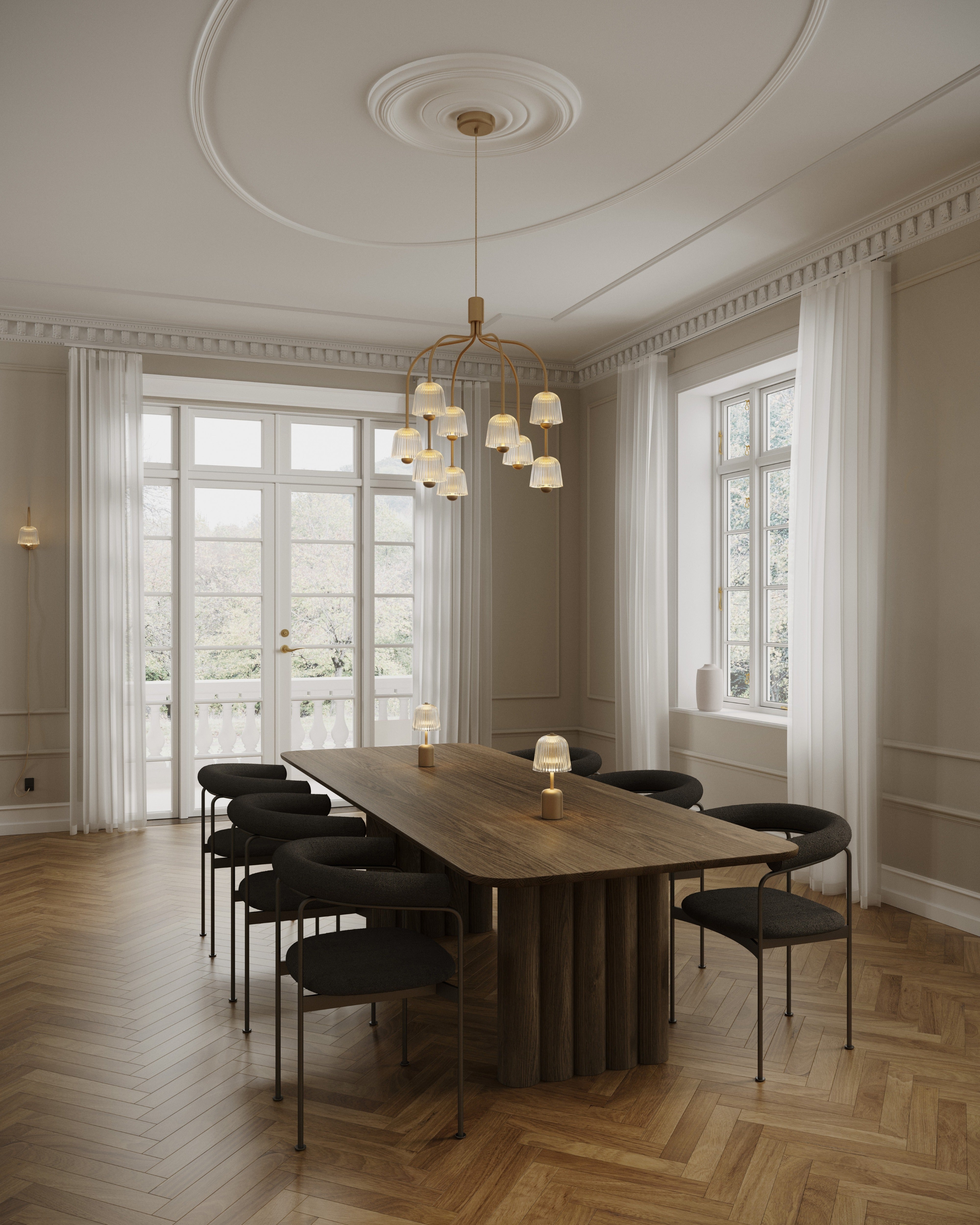 Tragbare Lampe ASTEEA gold mit transparentem Design