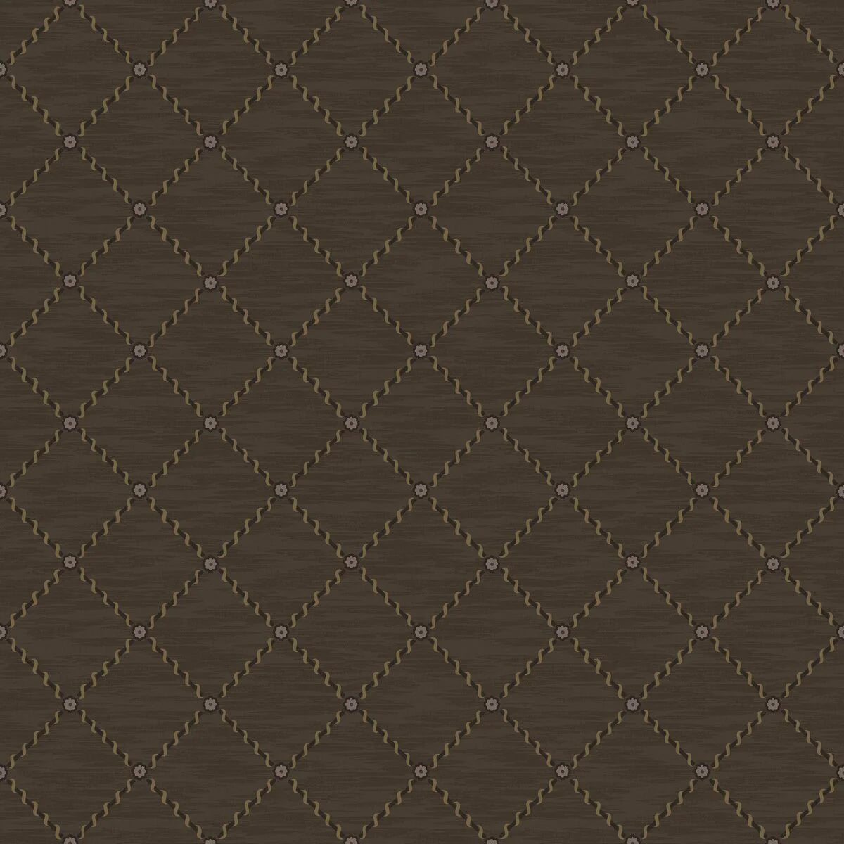 Tapete mit geometrischem Muster GOLDEN TRELLIS braun mit goldenen Akzenten