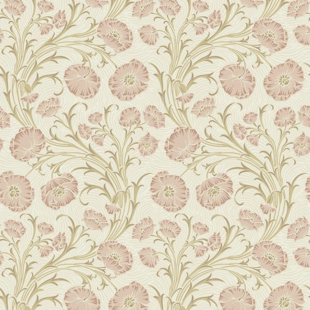 Tapete mit Pflanzenmotiv Blumen POPPY FLOW warmes Beige mit Rosa