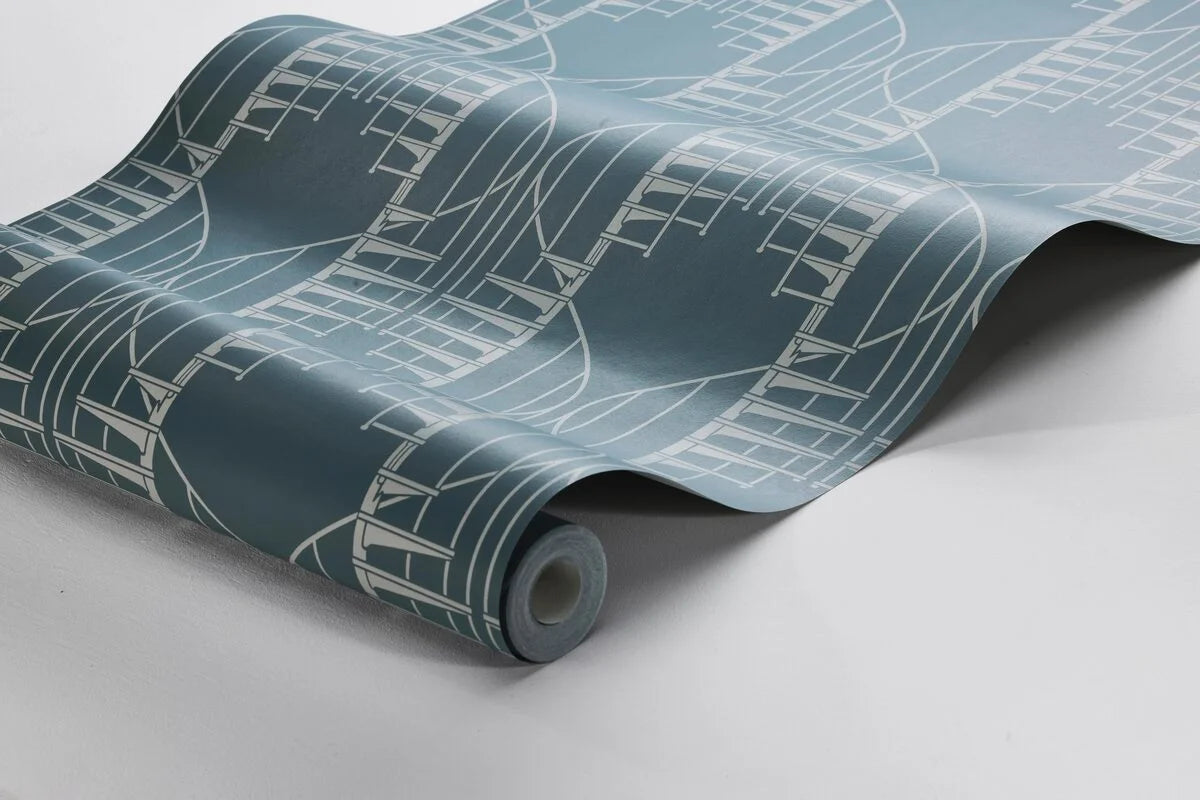 Tapete mit abstraktem Muster STAIRCASE dunkelgrün