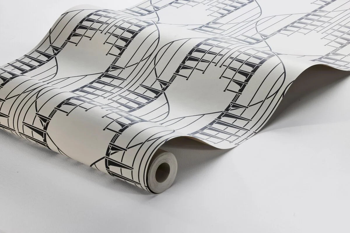 Tapete mit abstraktem Muster STAIRCASE beige mit Schwarz