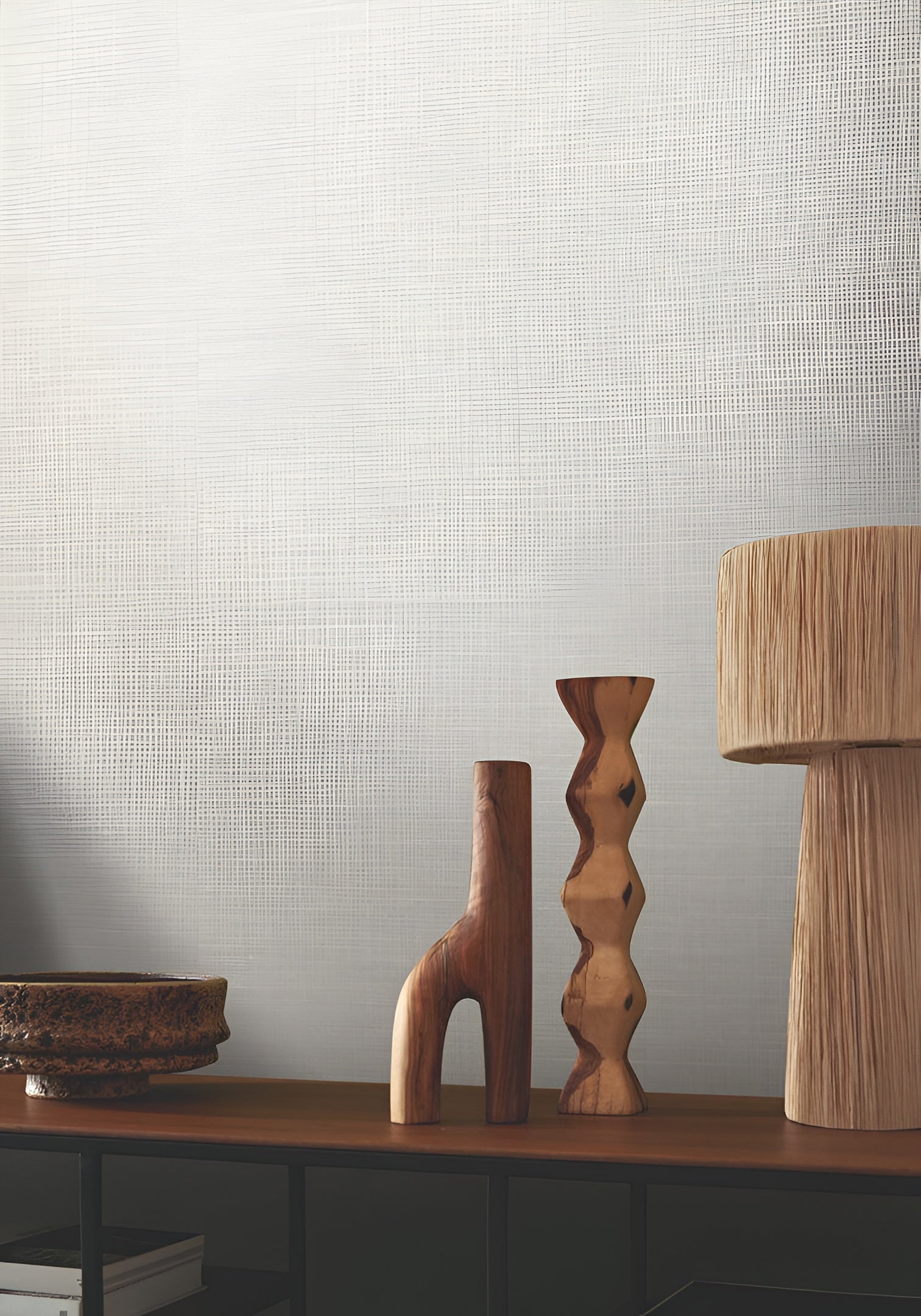 Strukturtapete, die Leinenstoff imitiert SHINOK - LUNE grau-beige