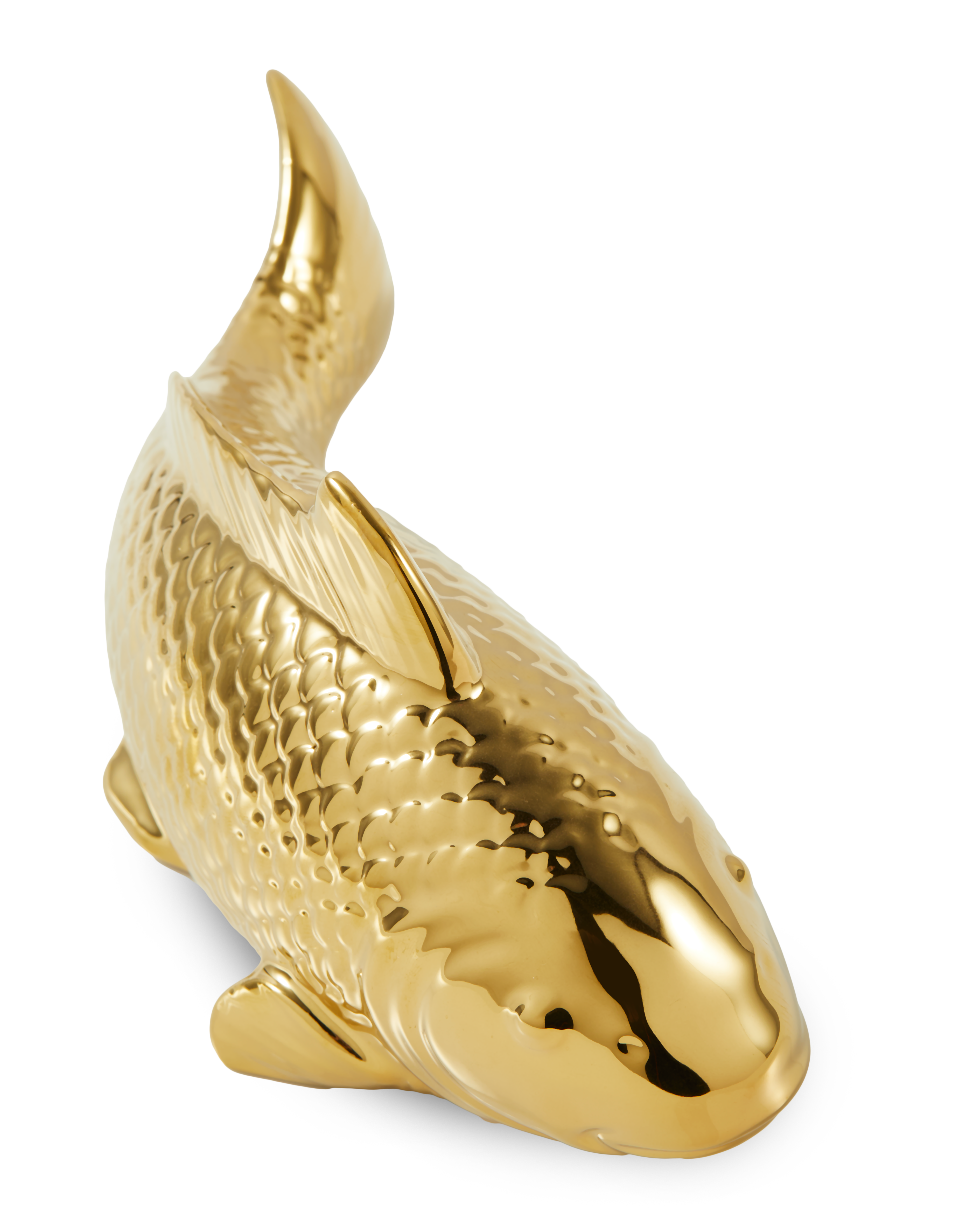 Dekorativer Teller FISH weiß mit Gold