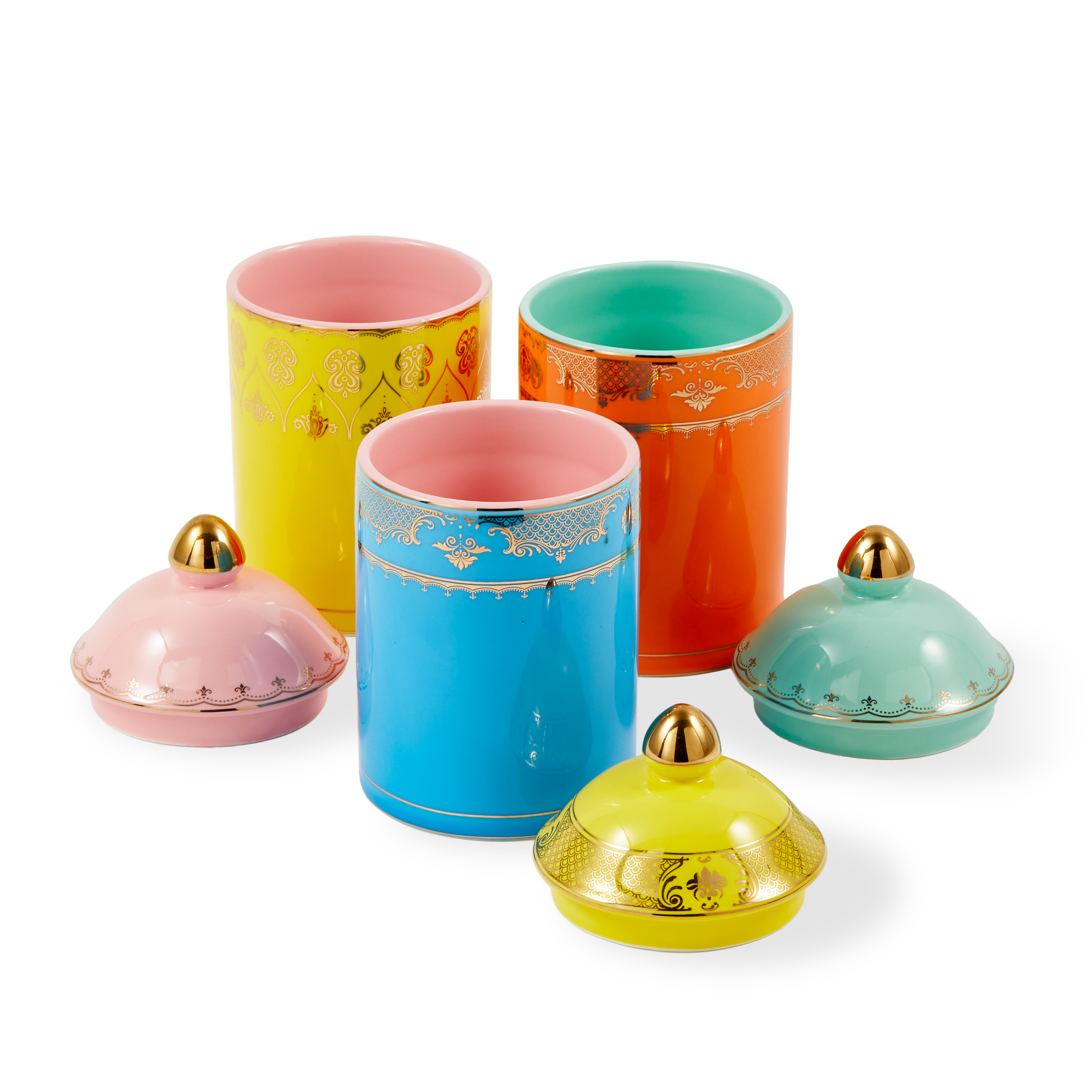 Grandpa Yellow Porcelain Jar with Pink