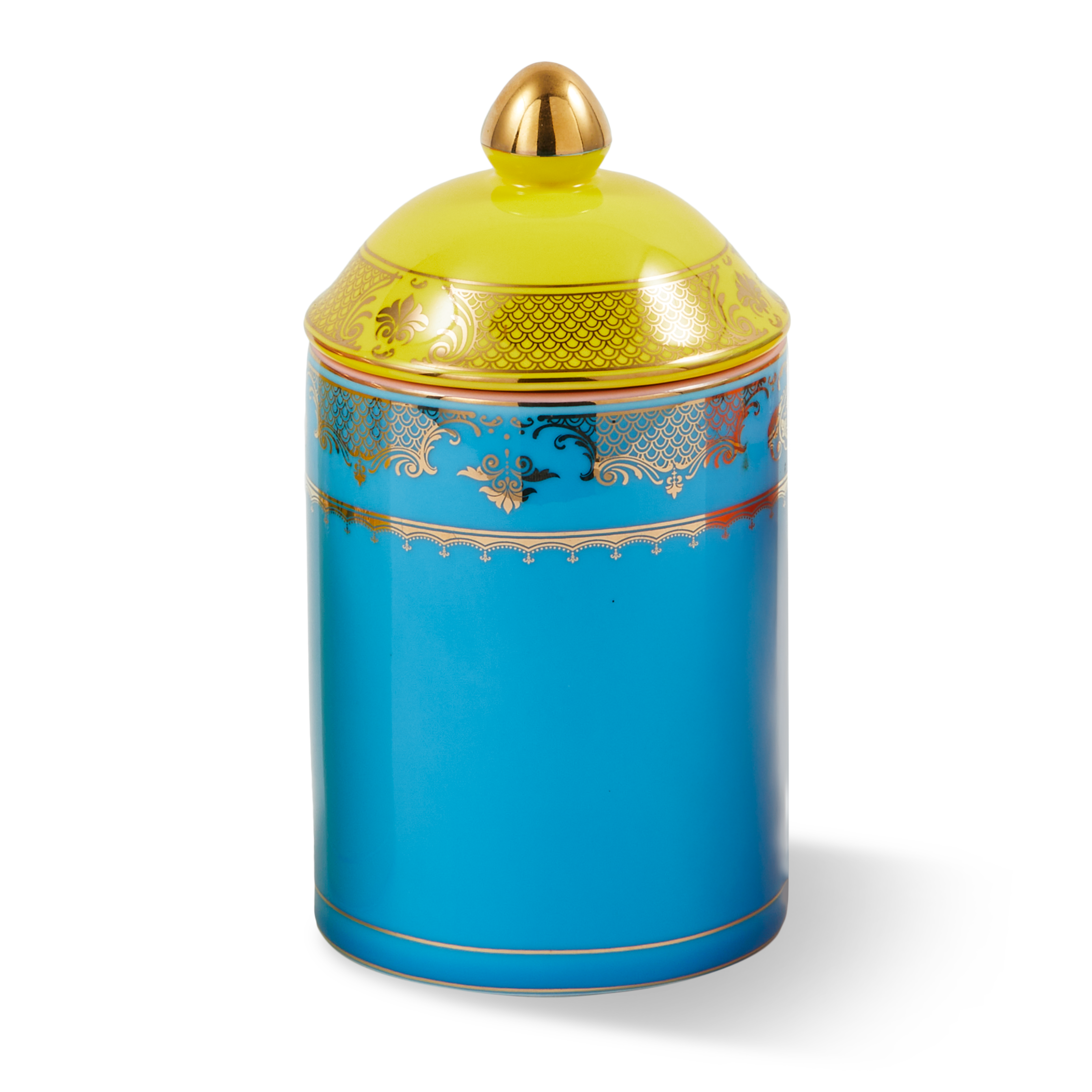 GRANDPA blue porcelain jar with yellow