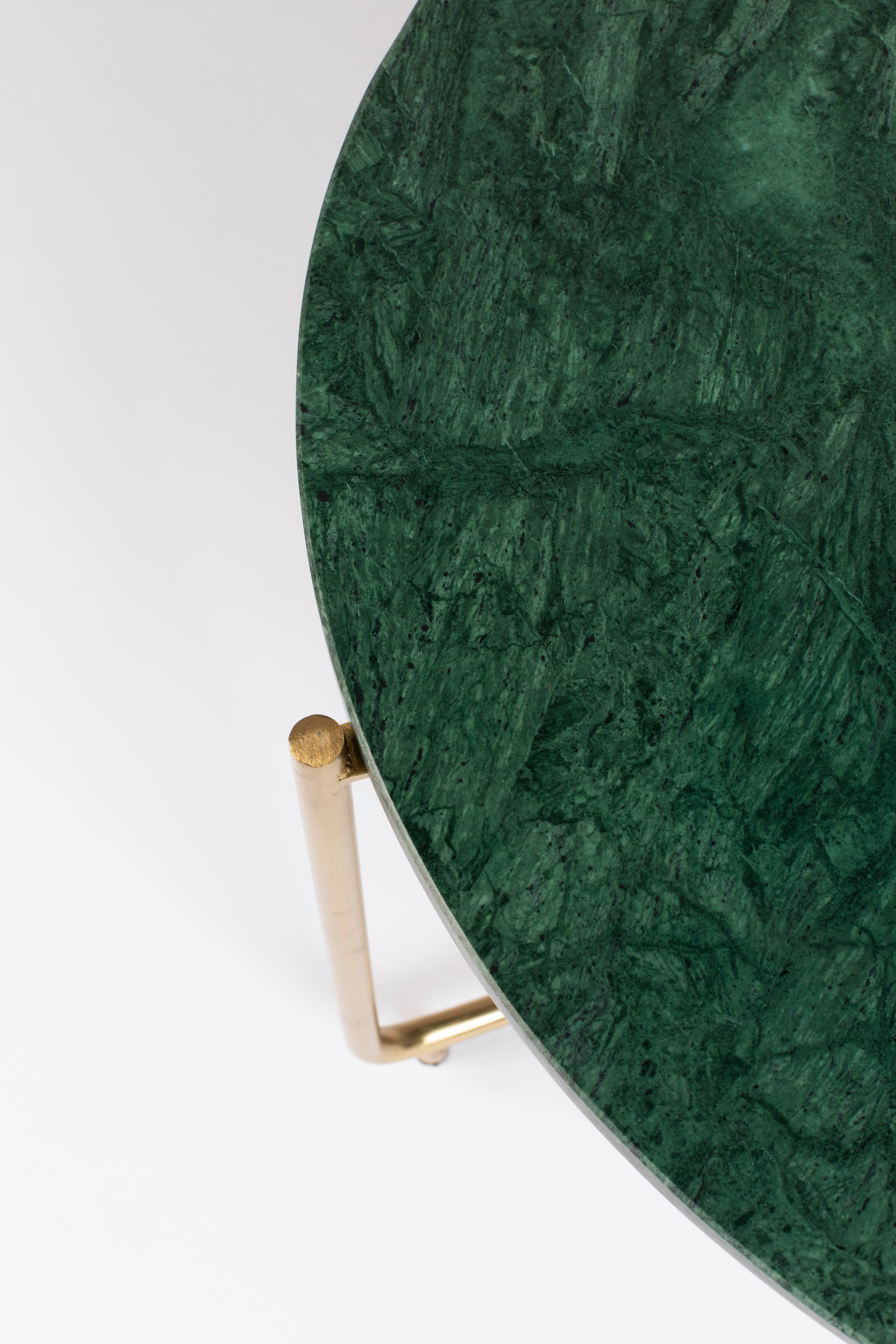 Timpa coffee table Green marble with a golden base