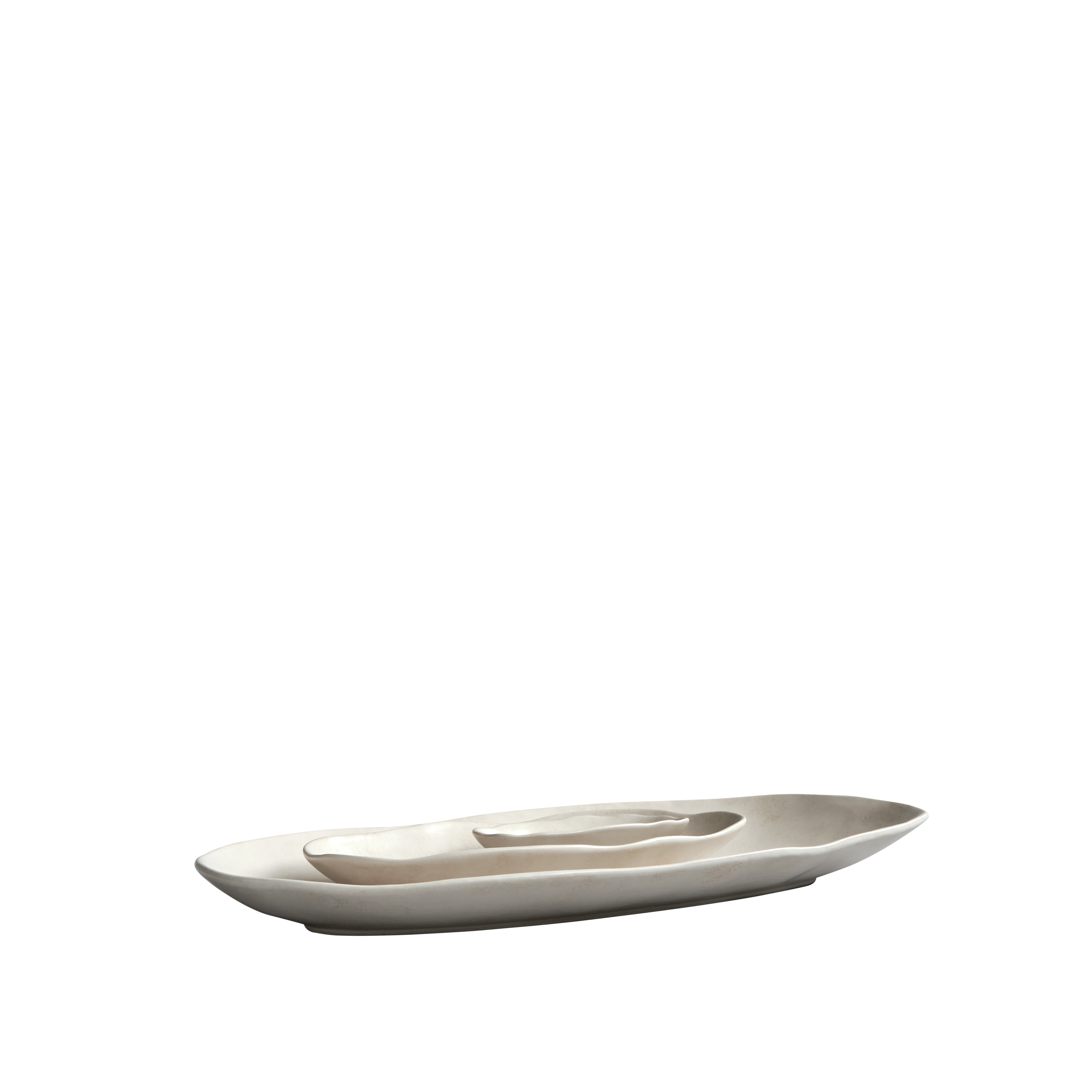 Set ovaler Tabletts NATIVE weiße Steinzeug