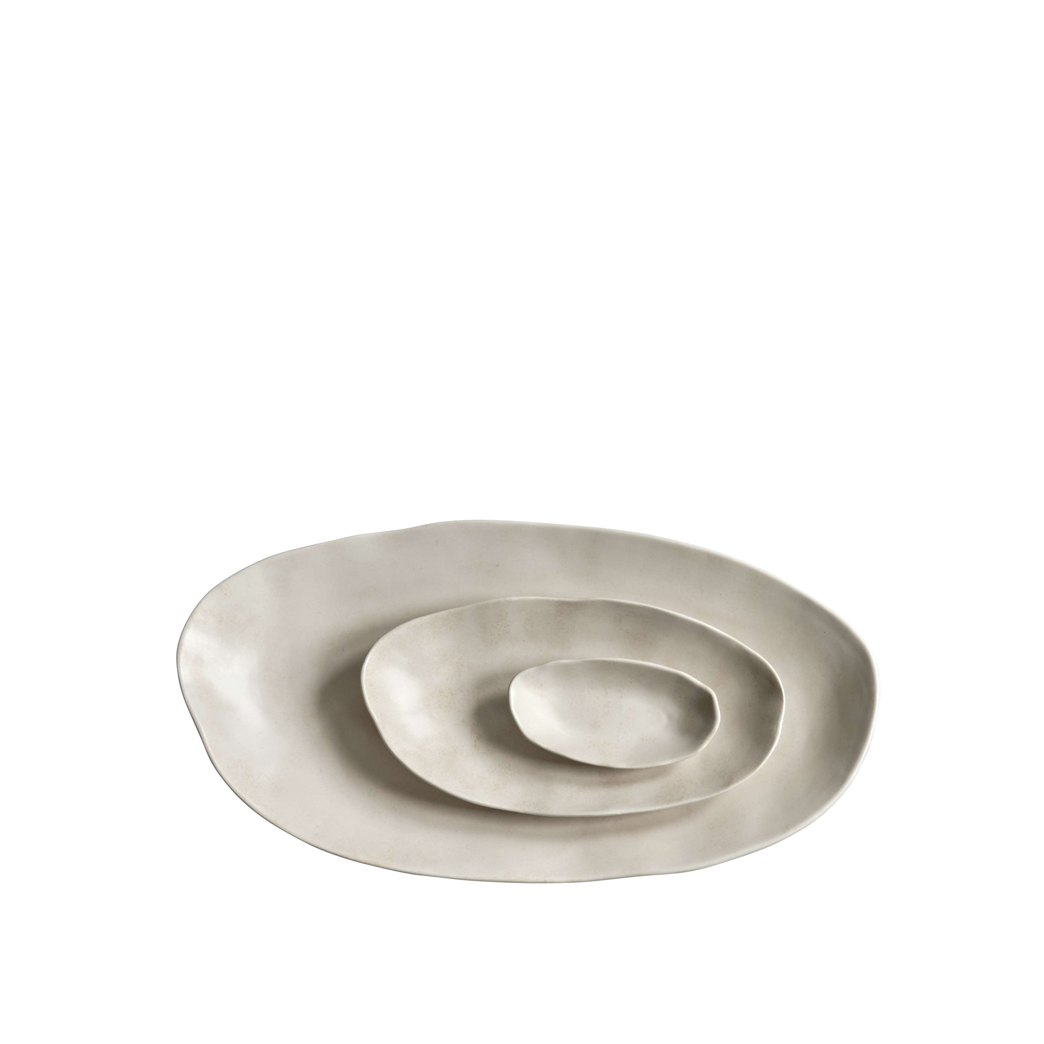 Set ovaler Tabletts NATIVE weiße Steinzeug