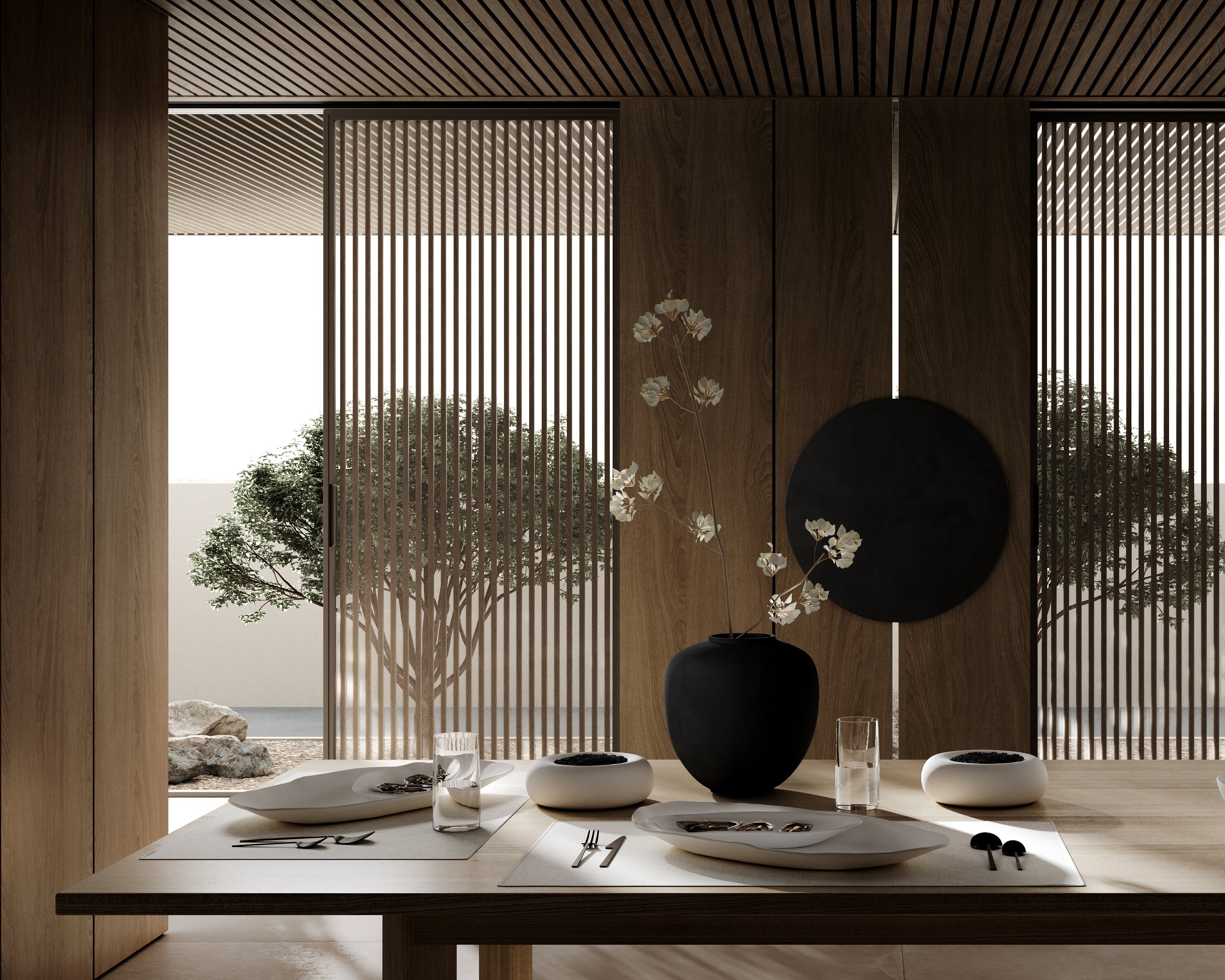 Set ovaler Tabletts NATIVE weiße Steinzeug