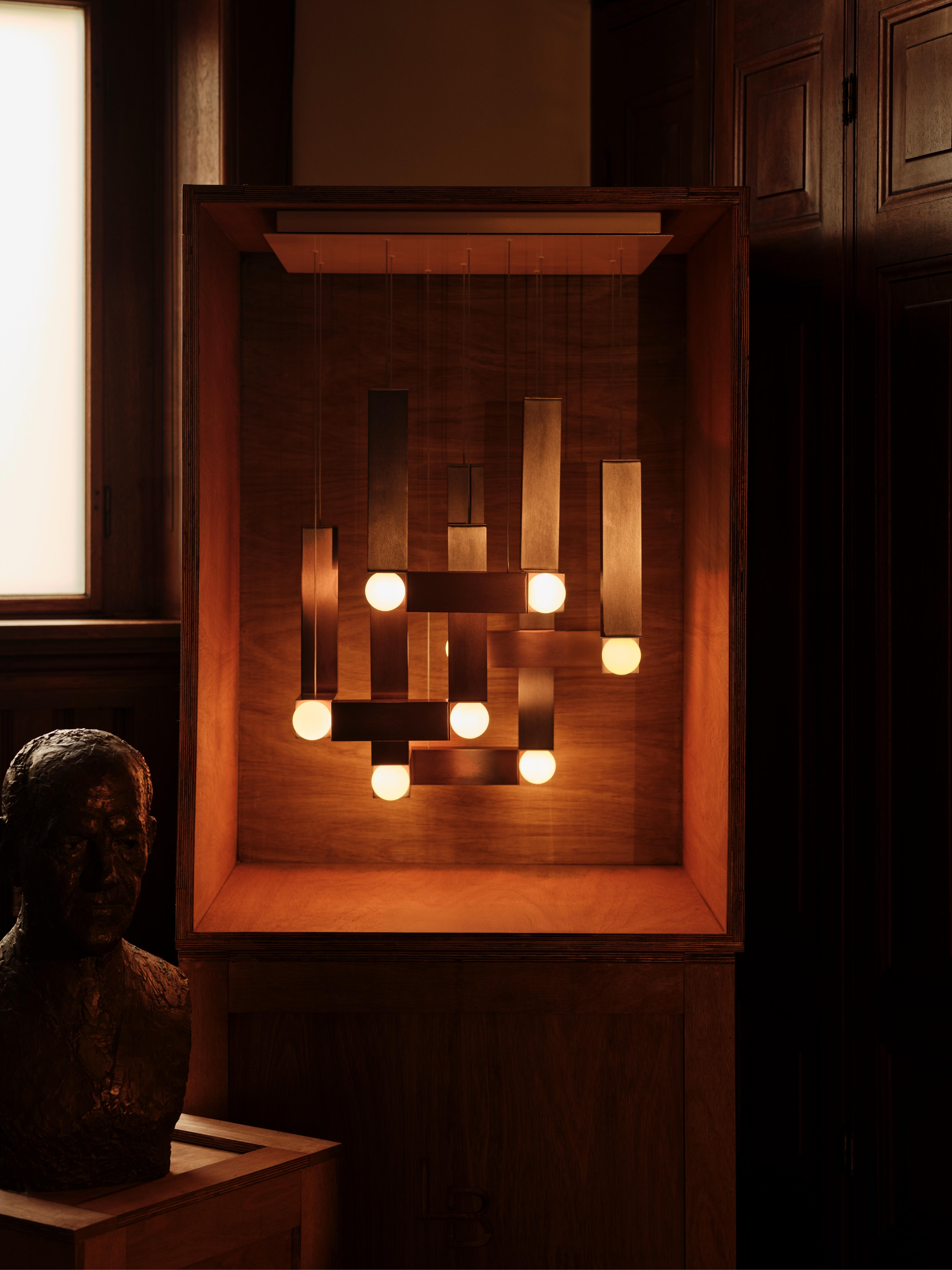 Lampa wisząca VESPER QUATTRO opalowy klosz z brązowym wykończeniem