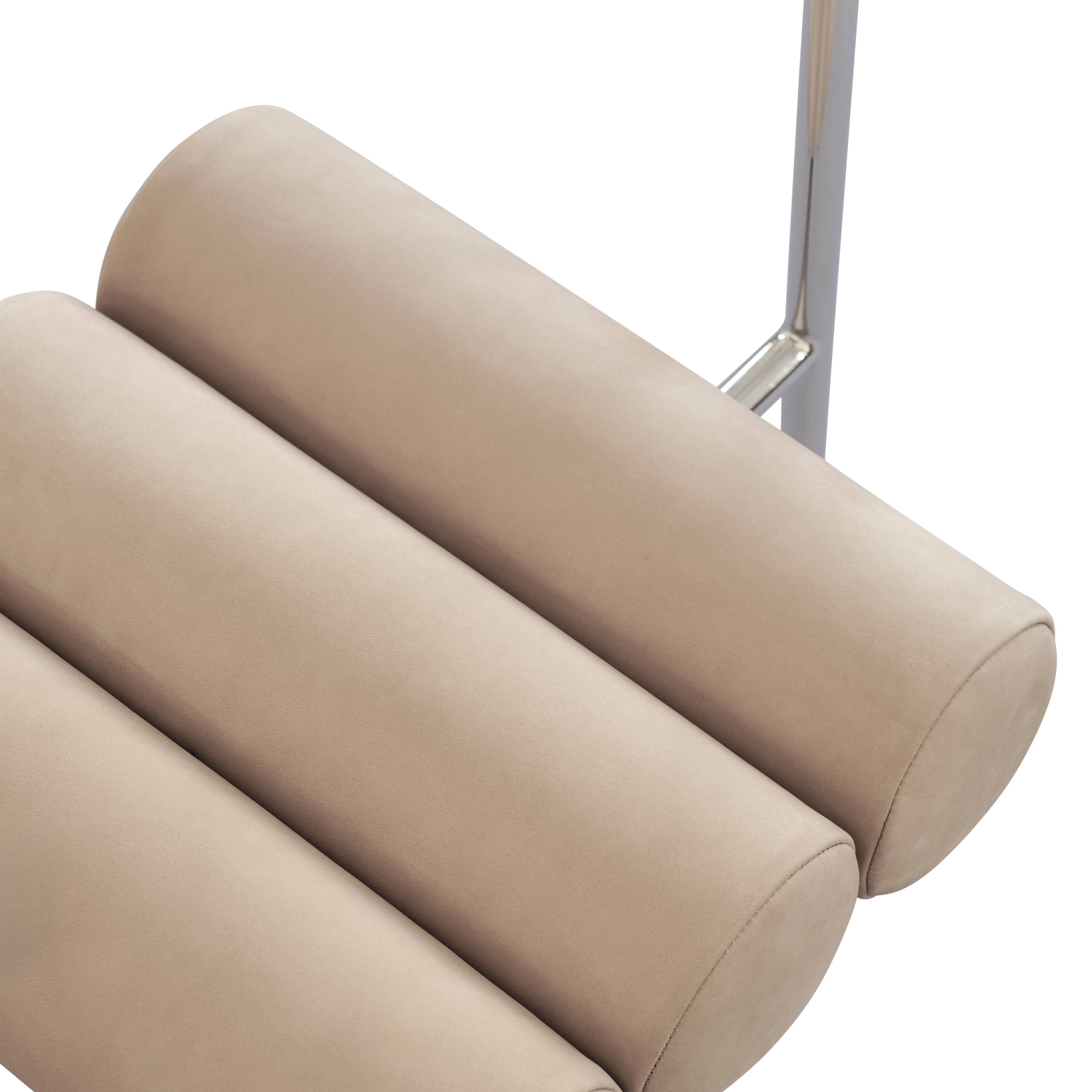 Stuhl HIRO warmbeige mit verchromtem Gestell