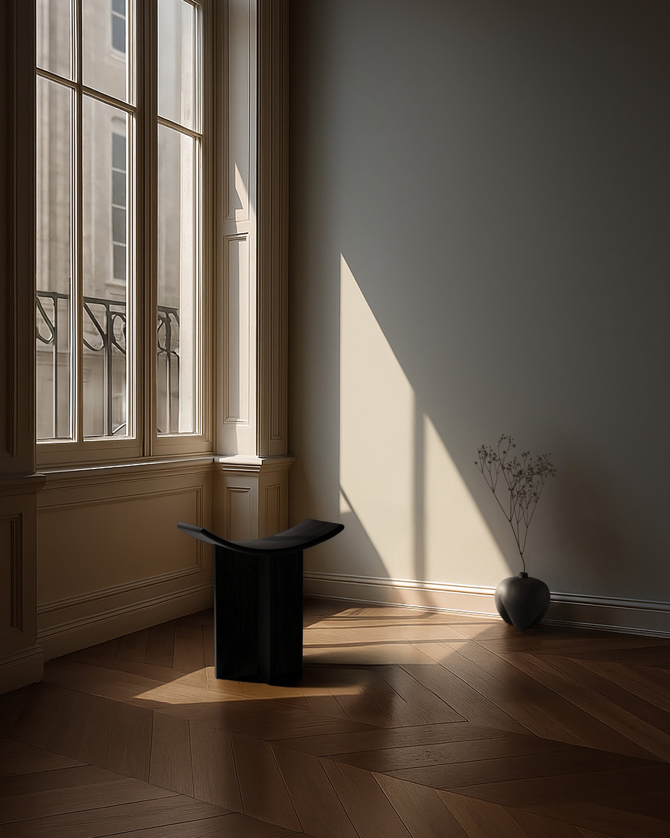 Hocker BRUTUS schwarzer Eiche