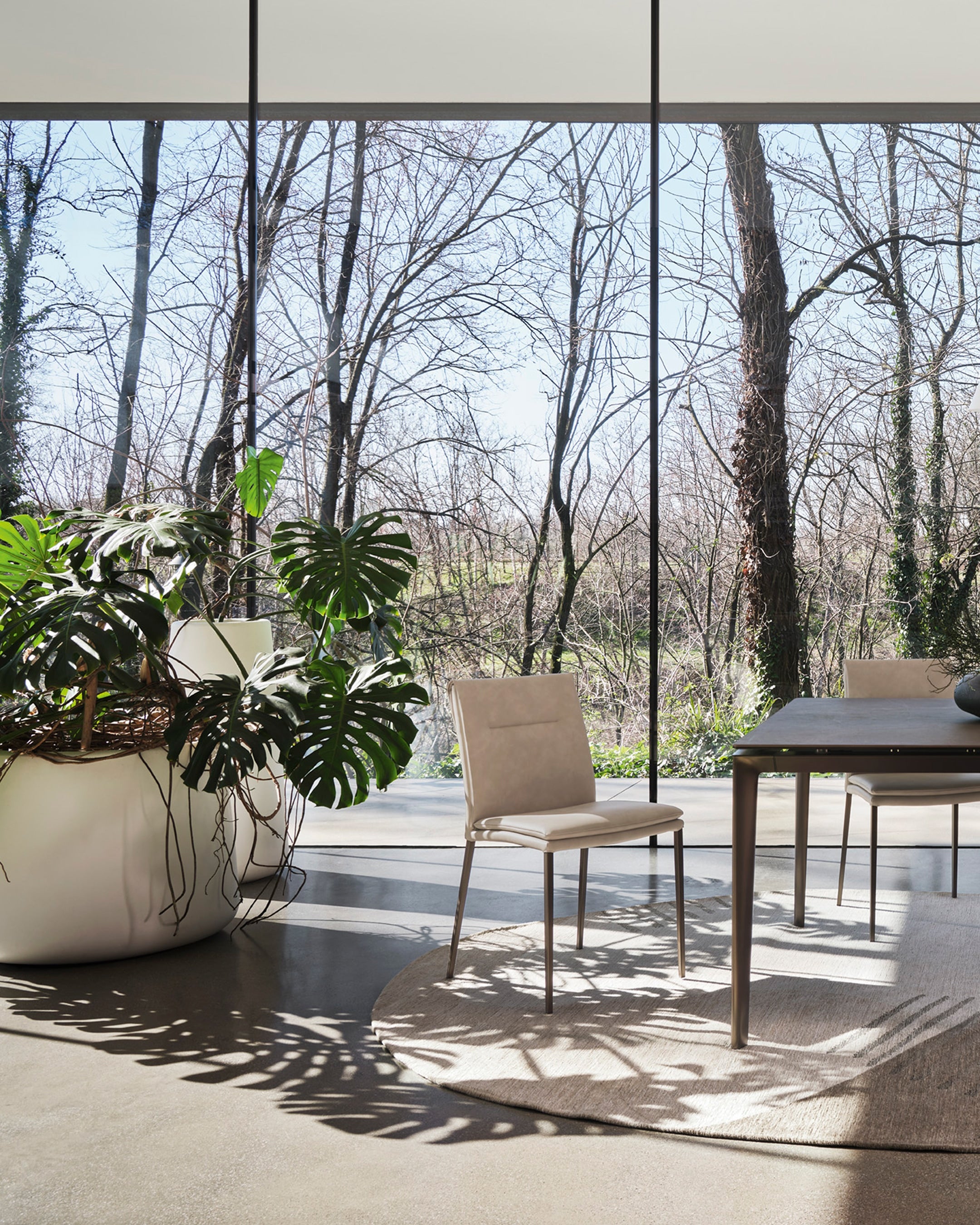 Ovaler Teppich OMBRA cremefarben mit braunem Muster