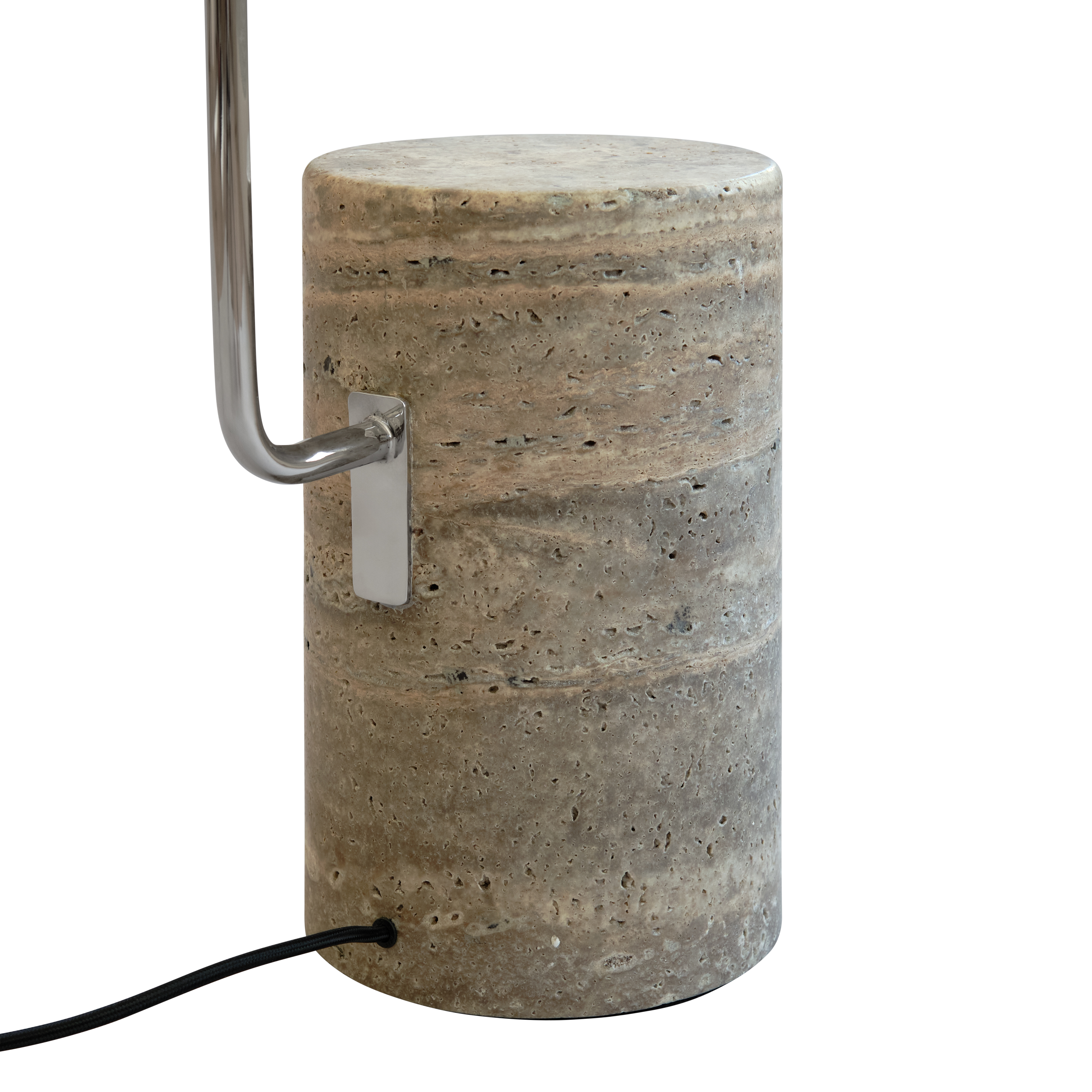 MOON floor lamp in chrome and travertine