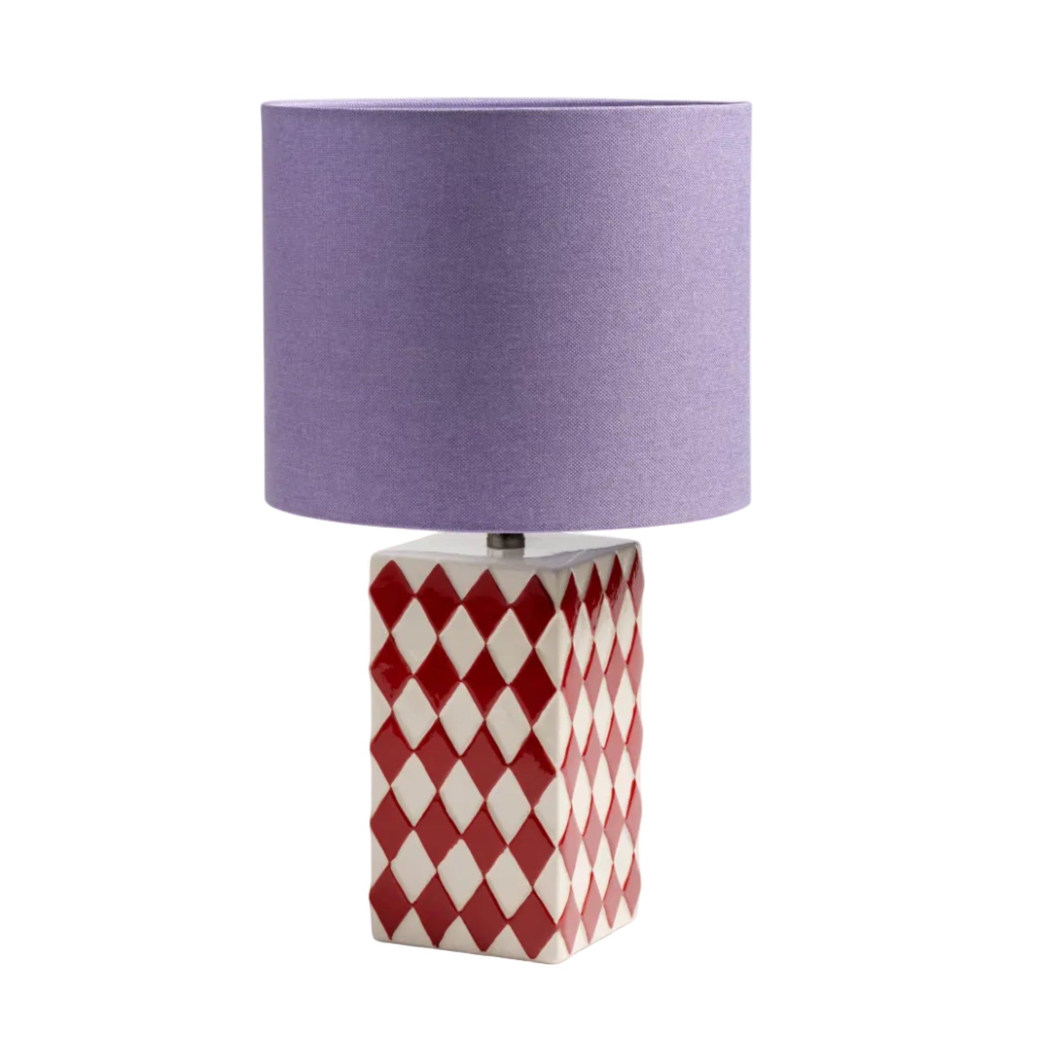 STREAK table lamp in red and white with a purple shade