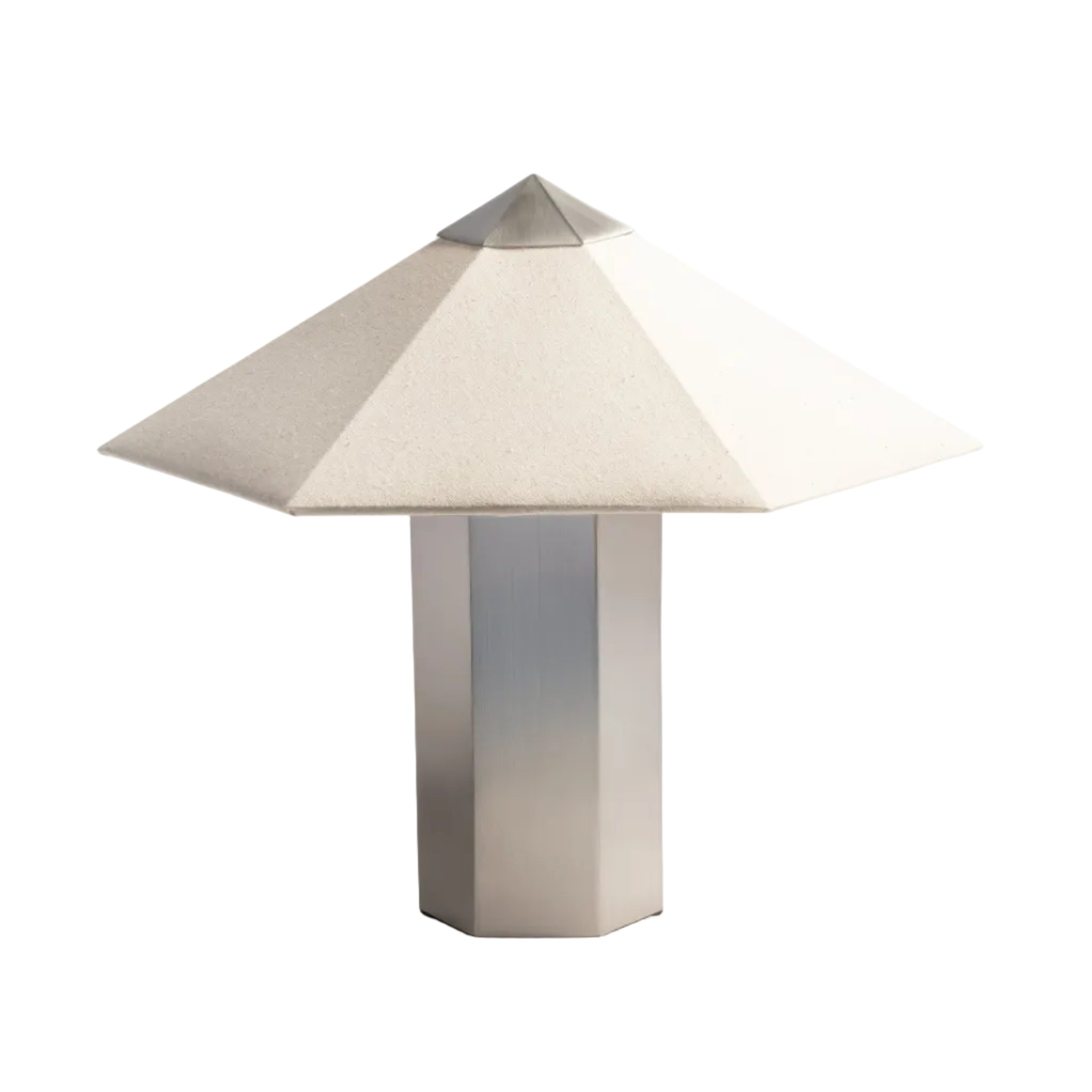 Tischlampe PHIRA silber mit Leinen-Schirm