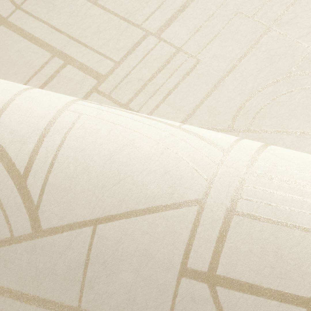 Metallische Tapete mit geometrischem Muster CINÉTIQUE - SABLE/DORÉ beige mit Gold