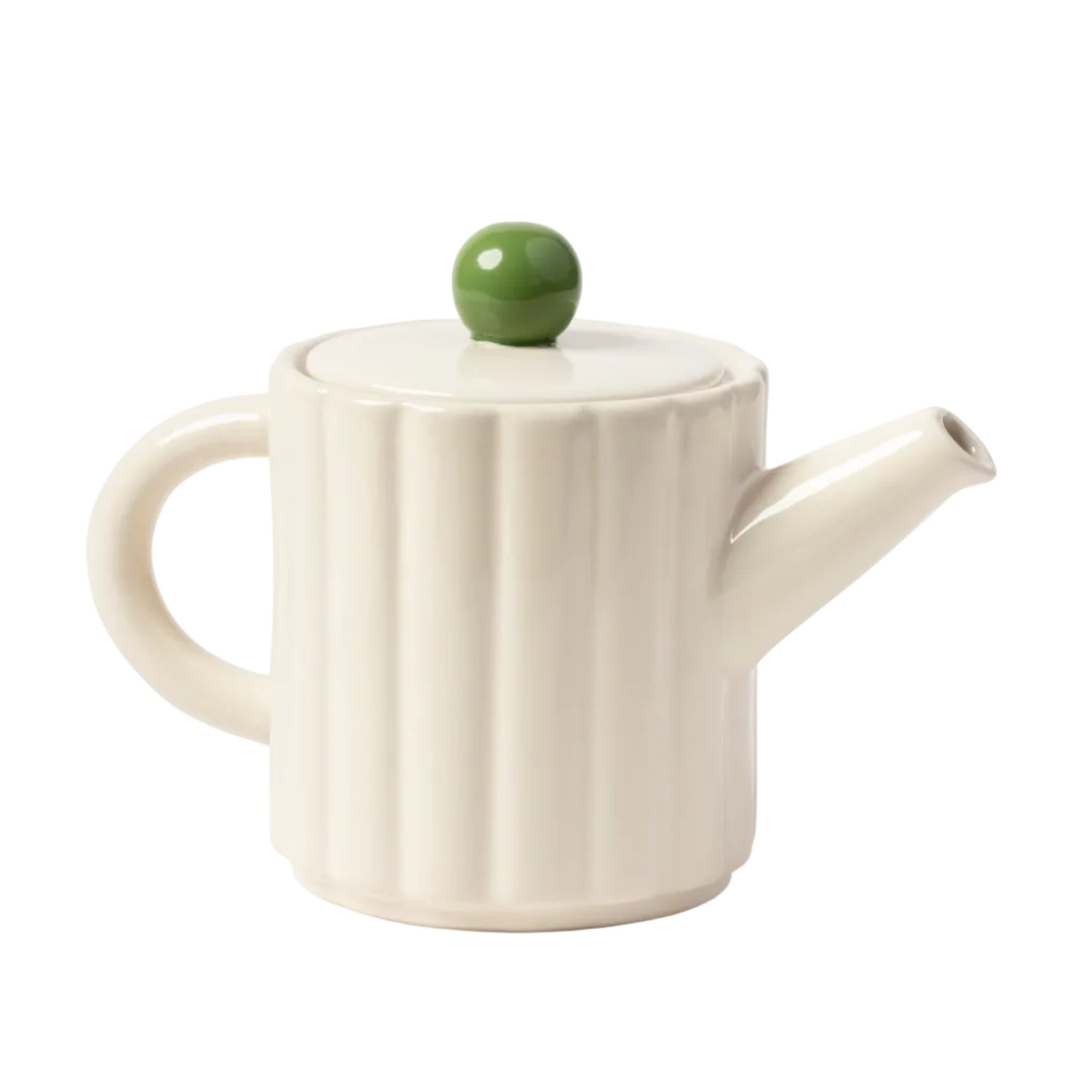 White TUBE Teapot with Green