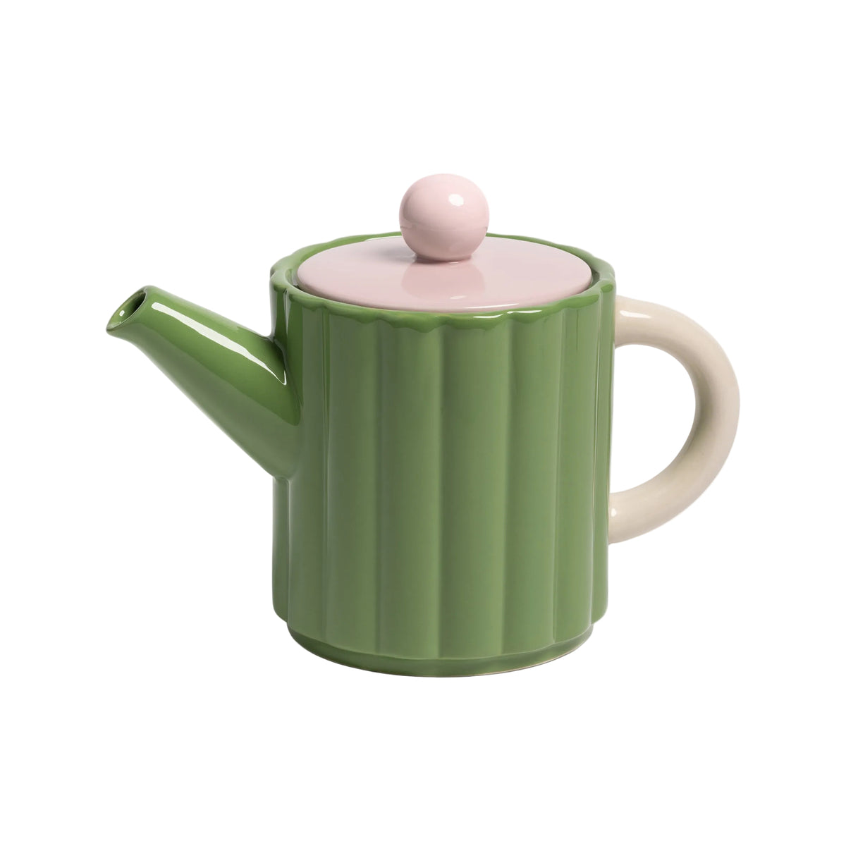 Teekanne TUBE grün mit rosa
