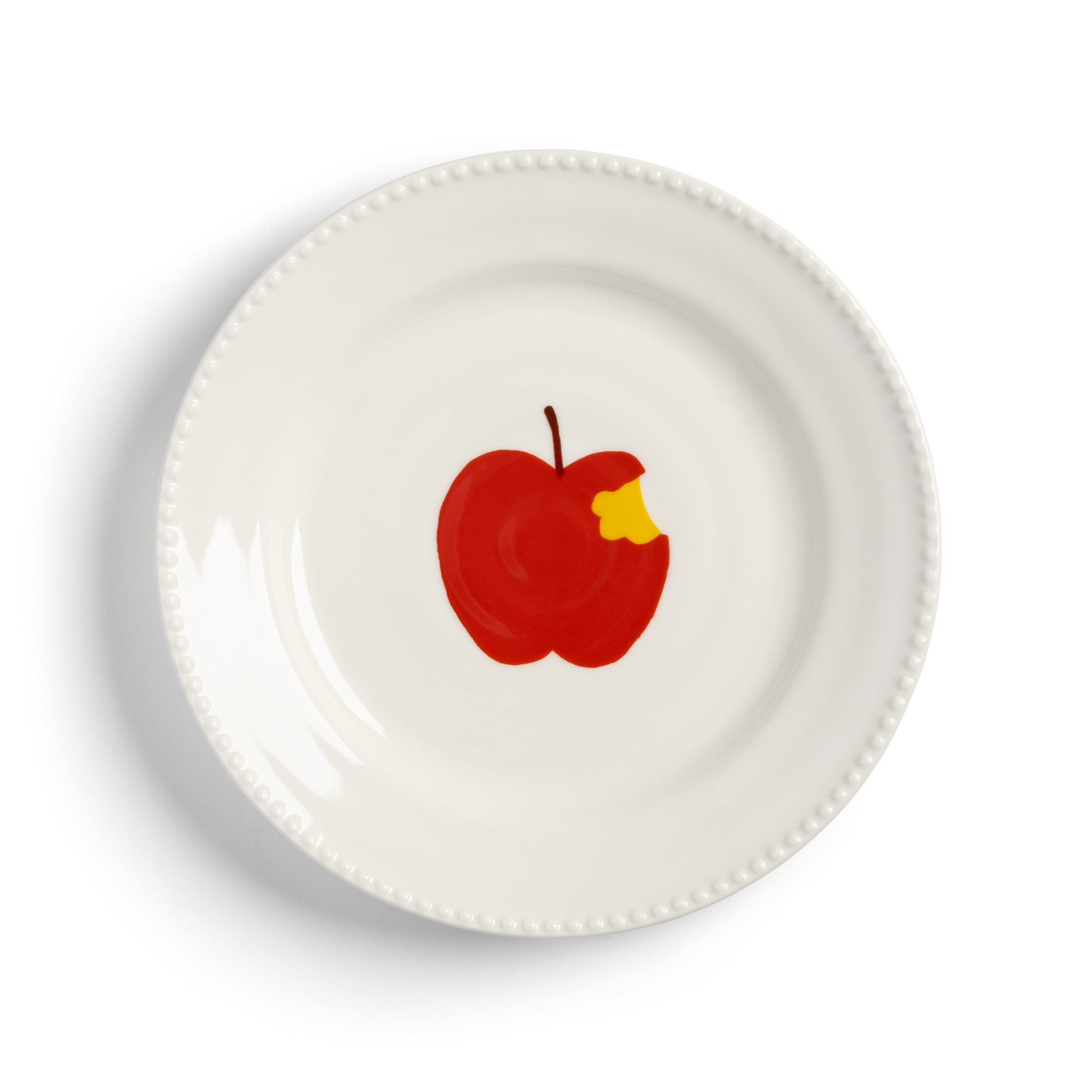 HAINES white dessert plate set with red and orange