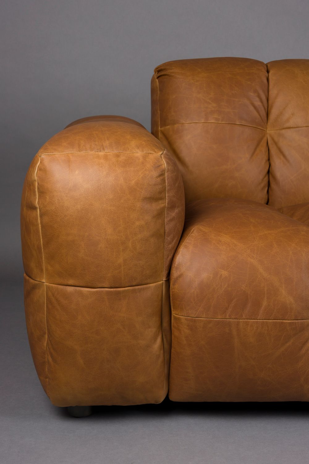 Modulares Sofa HACKMAN - linkes Endelement aus cognacfarbenem Leder