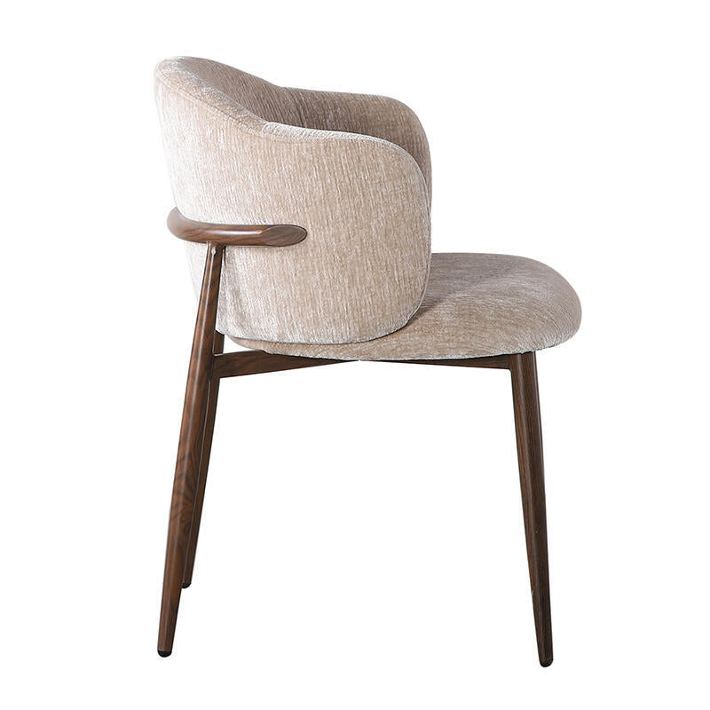 OSAKA Chair in Beige with Dark Wooden Base
