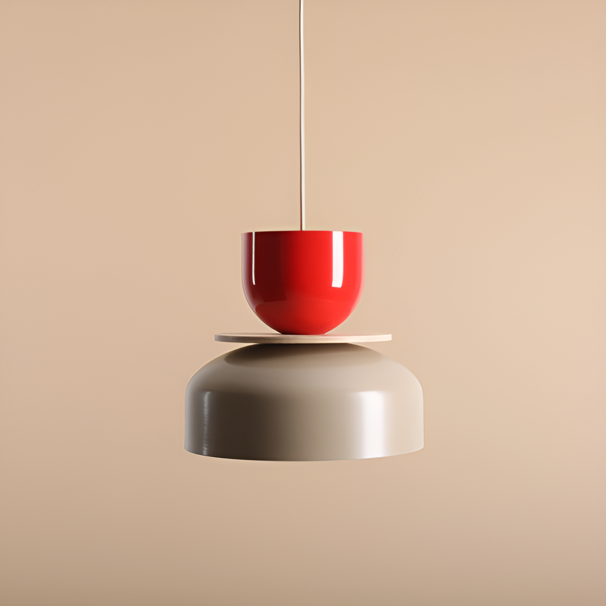 Hanging lamp UTO red with beige