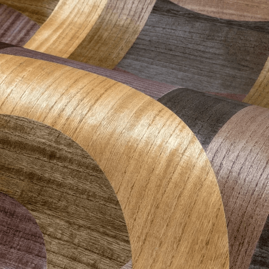 Furnierte Tapete mit geometrischem Art Deco-Muster TRAVERSÉE - AUBERGINE EICHE dunkelbraun