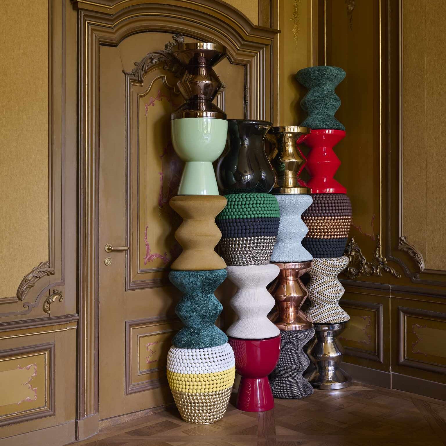 Hocker ZIG ZAG METALL kupferfarben