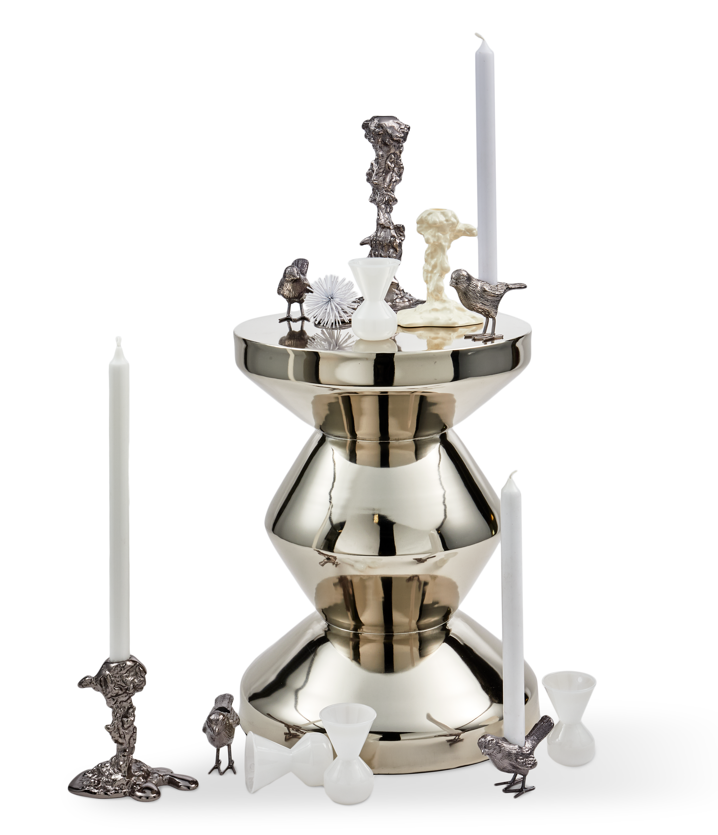 ZIG ZAG METAL Stool Silver