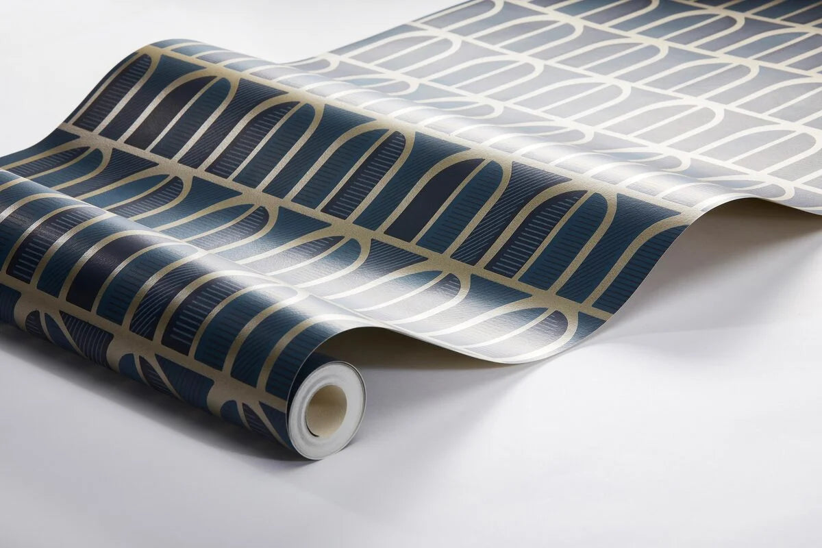 Vlies-Tapete mit geometrischem Muster VENICE dunkelblau