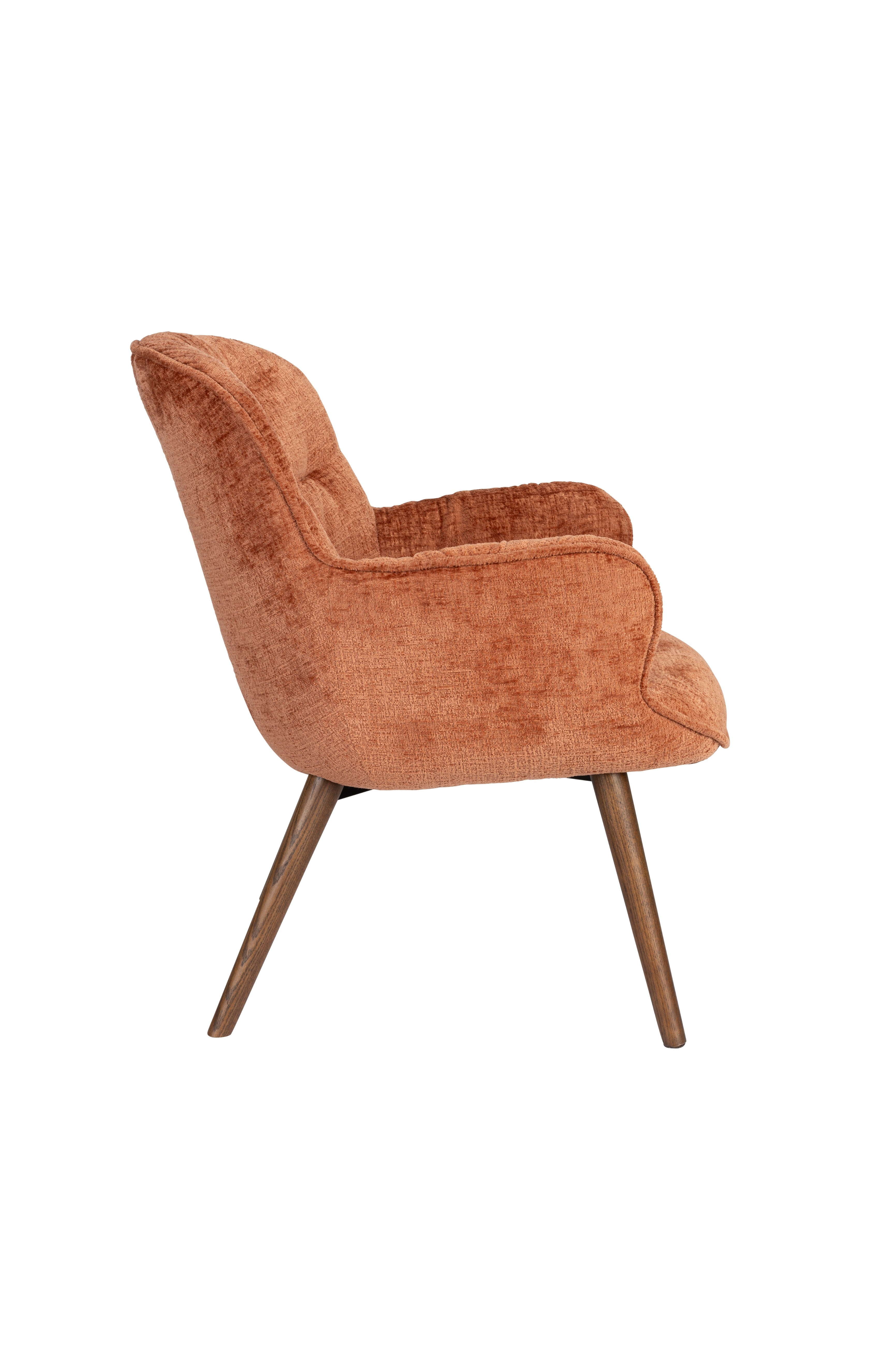 Sessel LENN braunes Samt mit Holzgestell