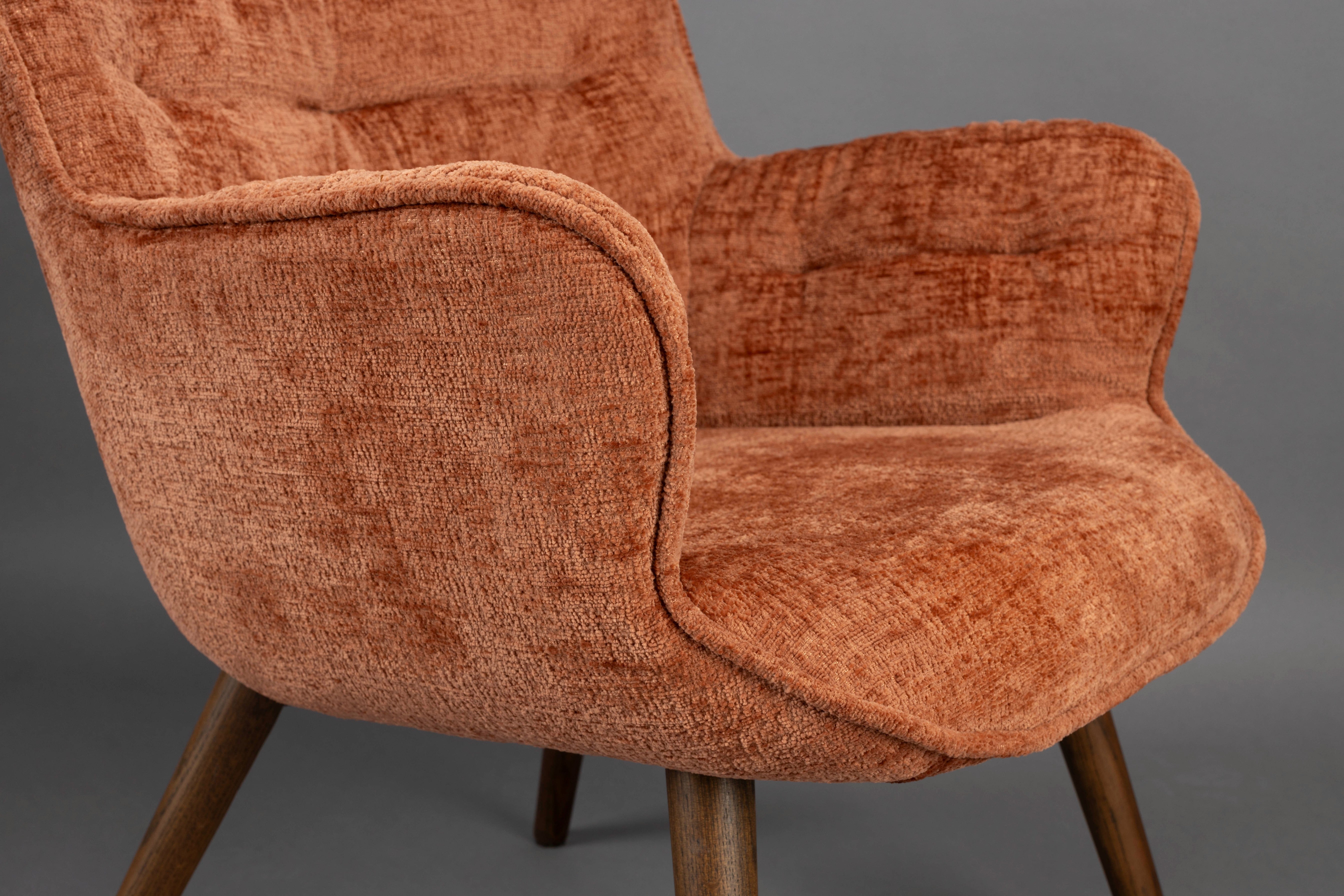 Sessel LENN braunes Samt mit Holzgestell