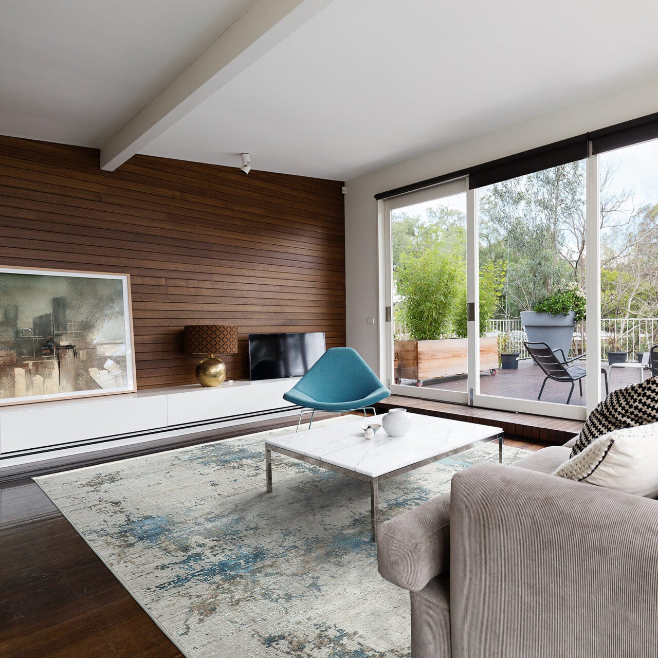 Teppich ROYAL grau mit Blau