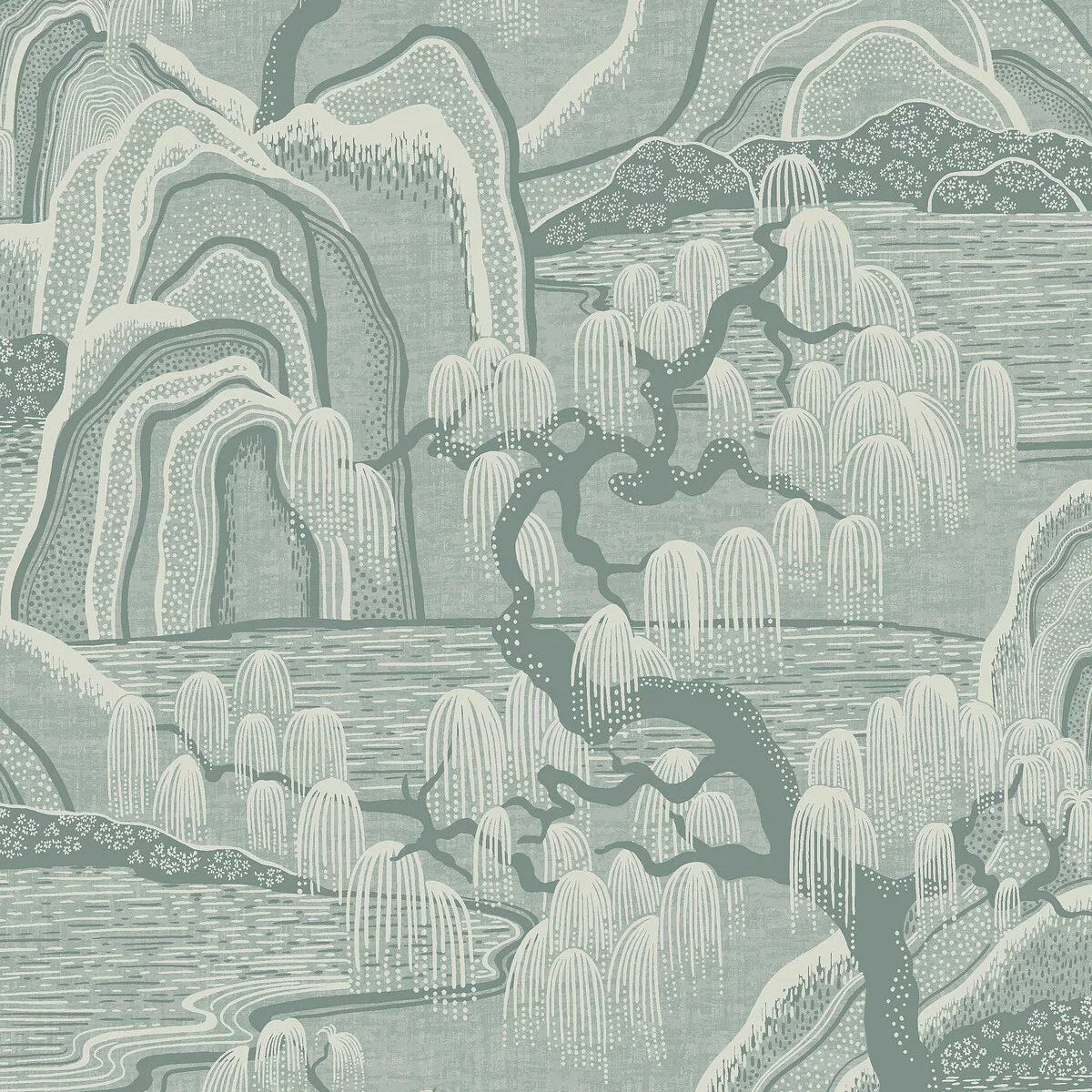 Vlies-Tapete mit Landschaft INDIGO GARDEN hellgrün