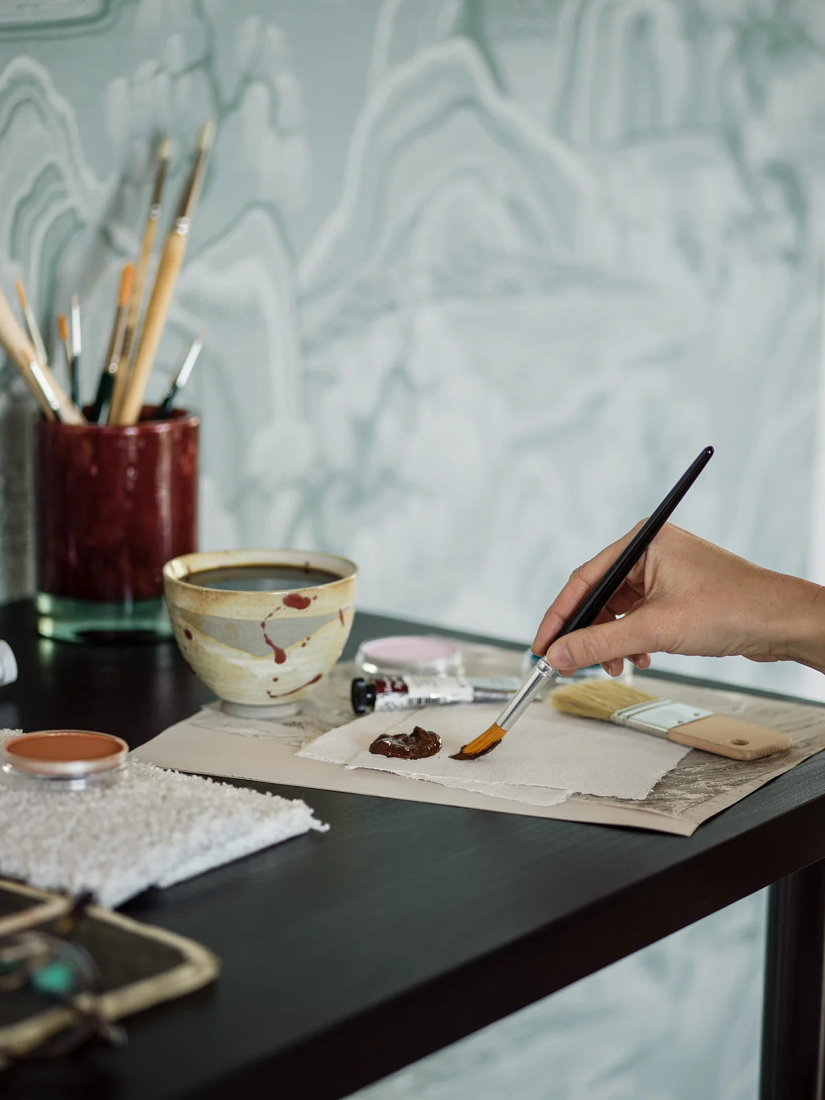 Vlies-Tapete mit Landschaft INDIGO GARDEN hellgrün