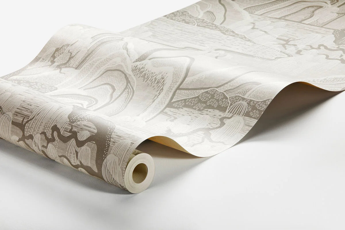 Vlies-Tapete mit Landschaft INDIGO GARDEN beige mit Grau