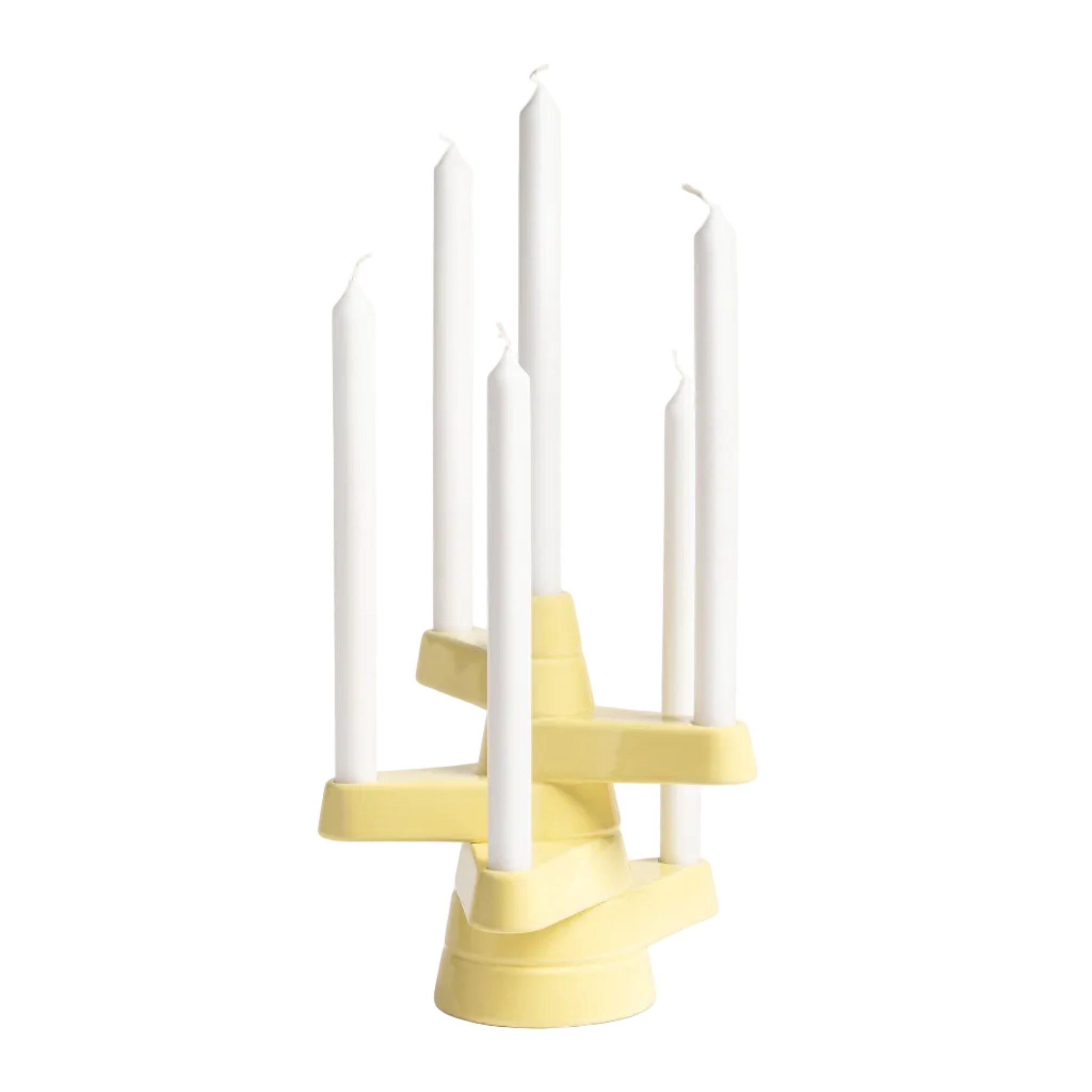 BRUTE yellow five-armed candlestick