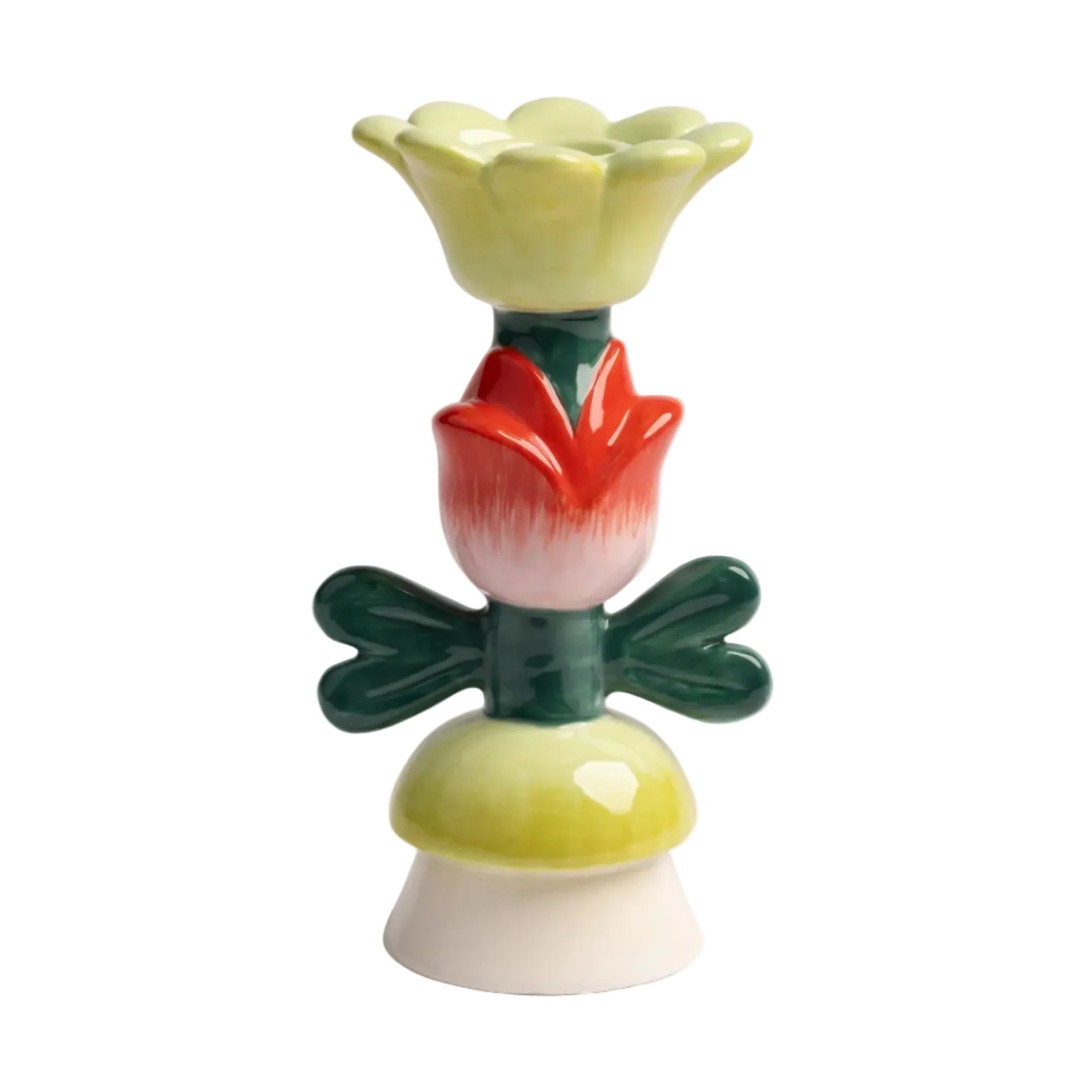 BLUME Candle Holder Green with Red and Yellow