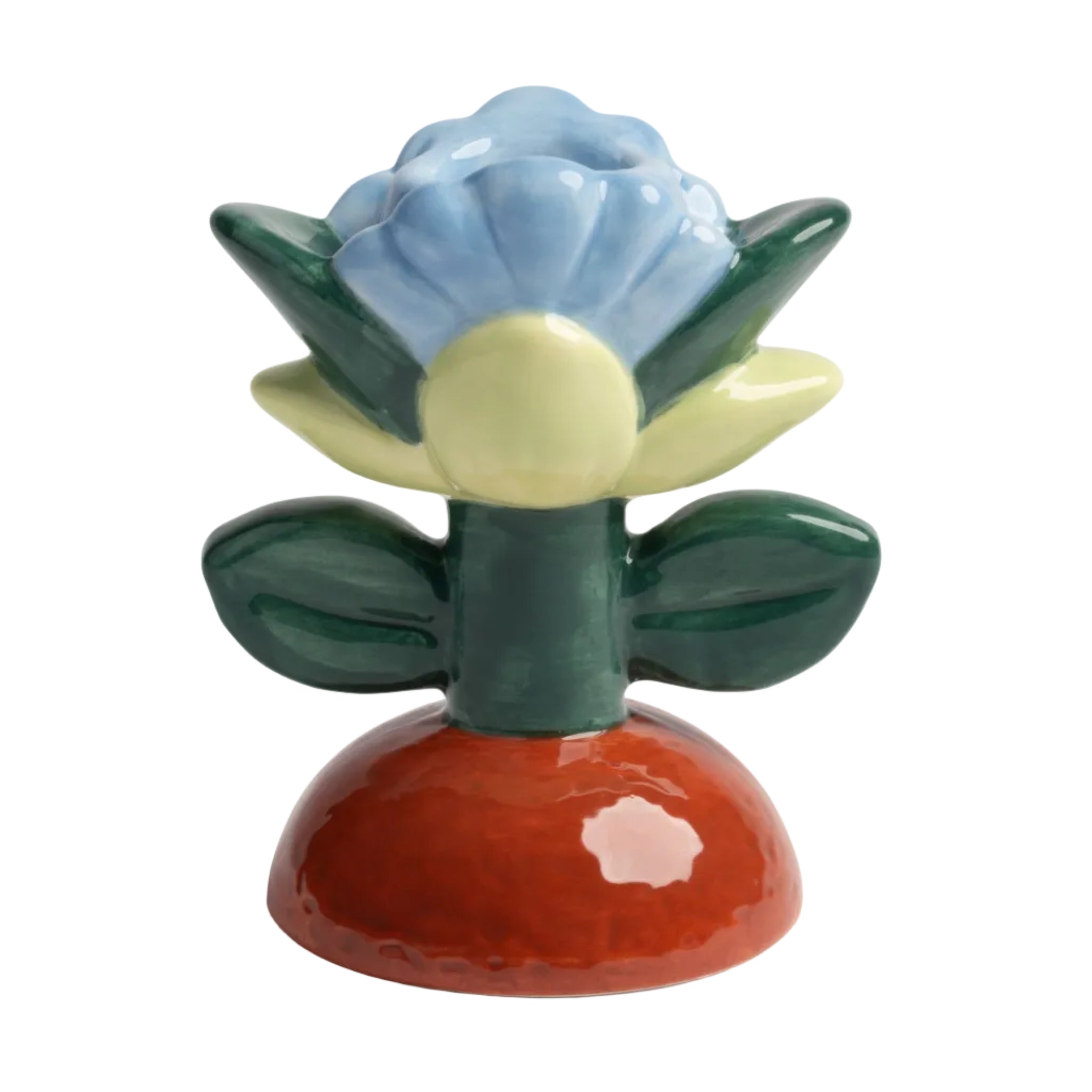 Kerzenhalter BLUME grün mit blau und rot