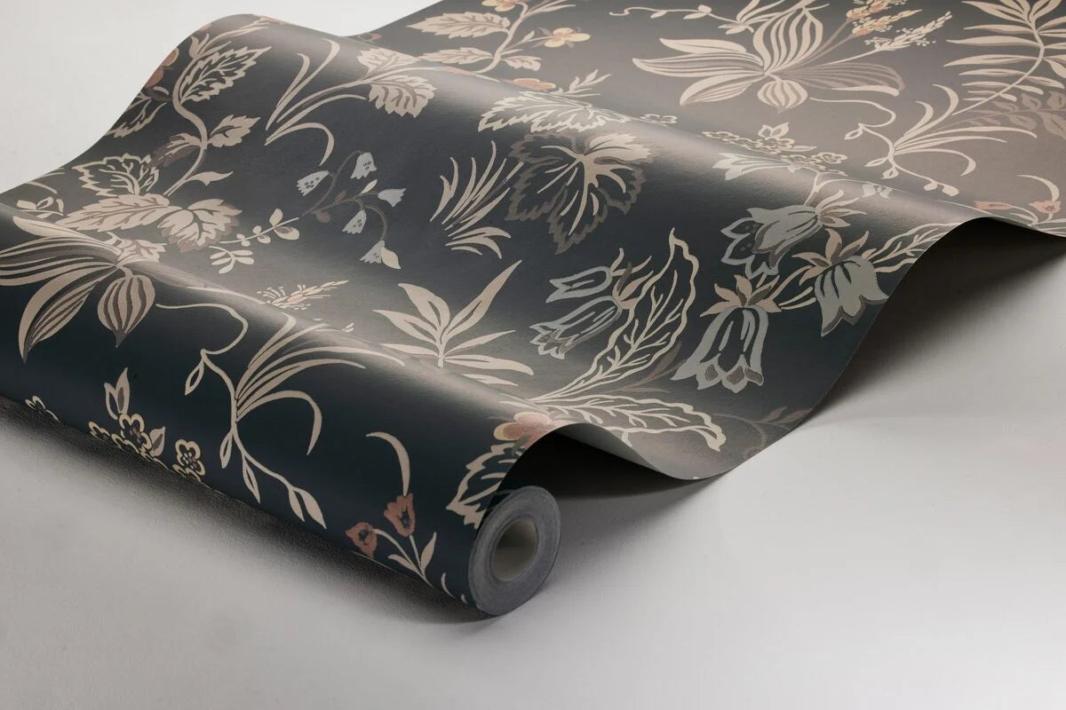 Tapete mit Pflanzenmotiv FOLKLORE braun mit beige