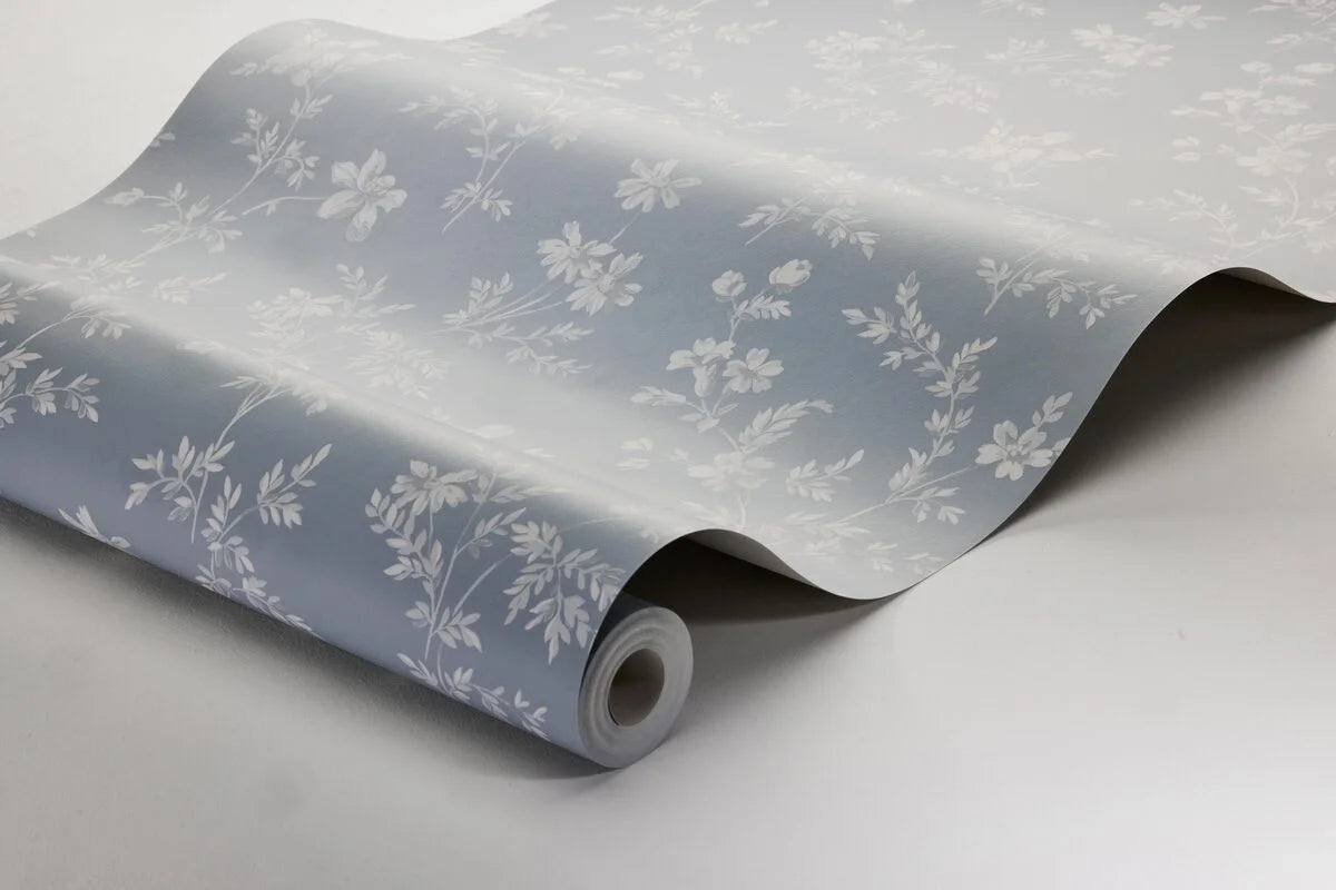 ÄNGSBLOMMA Blue and White Floral Pattern Wallpaper
