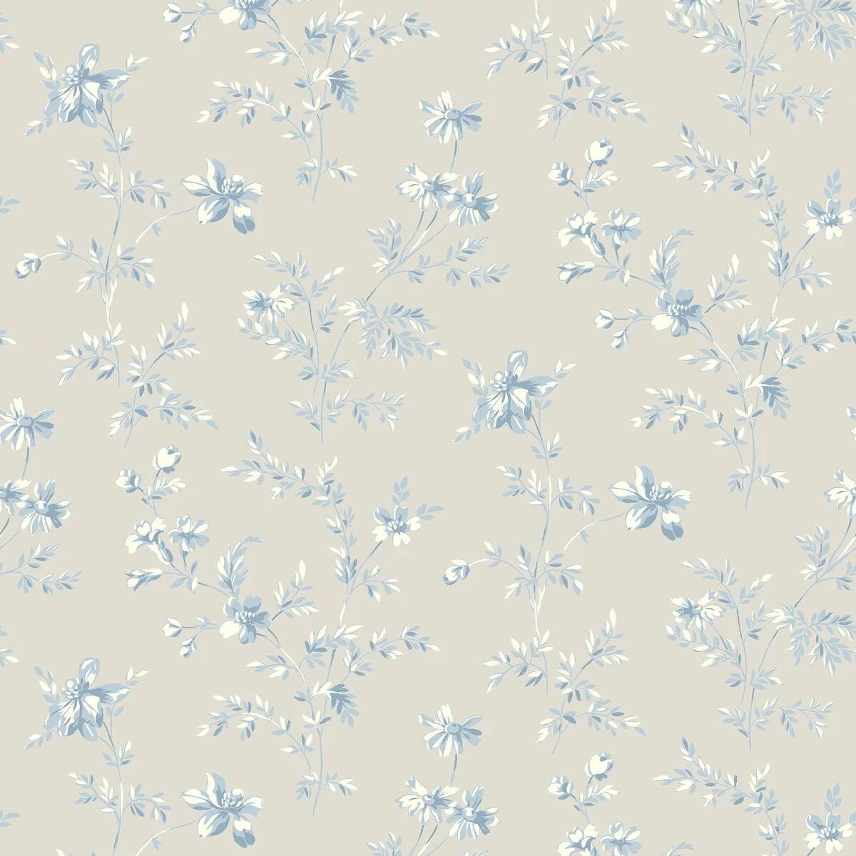 Tapete mit Pflanzenmotiv ÄNGSBLOMMA beige mit Blau