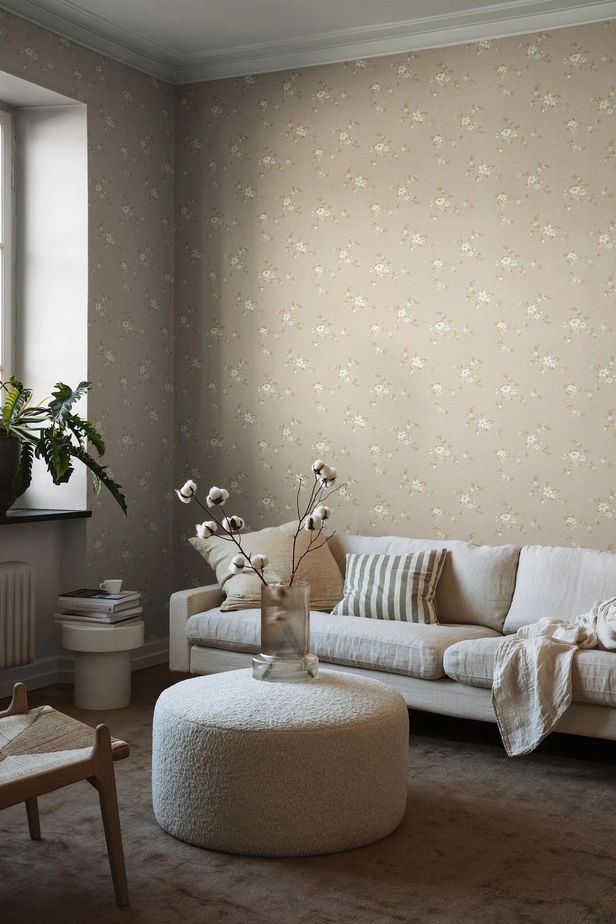 Tapete mit Pflanzenmotiv SAGA beige mit Gold