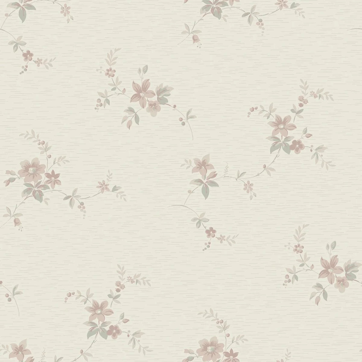 SAGA Beige Wallpaper with Floral Motif in Pink