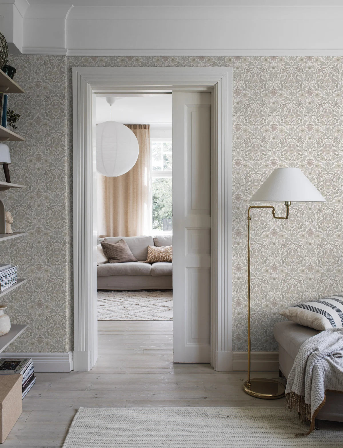 Tapete mit Pflanzenmotiv BLOMSTERFRÖJD beige