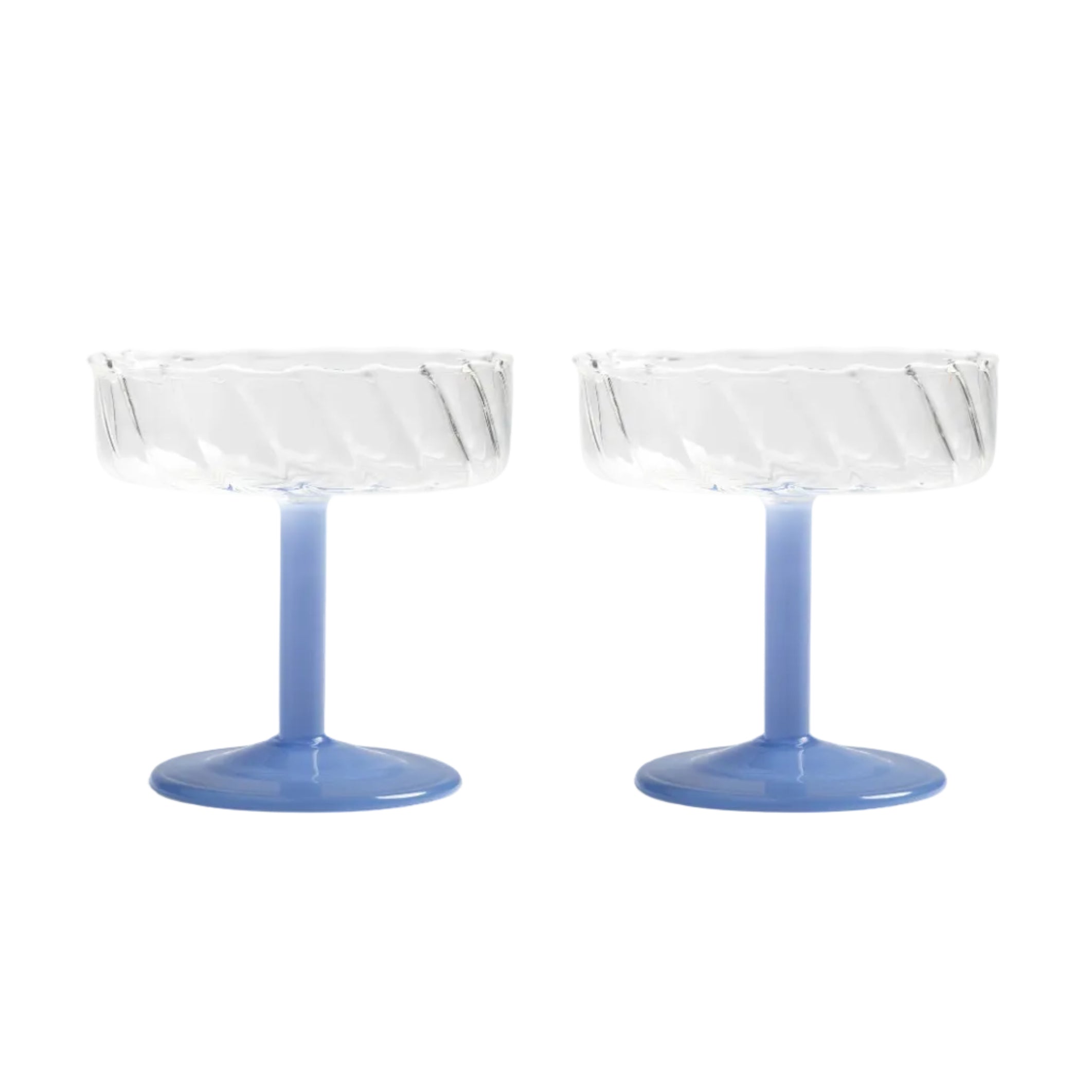 Set aus blauen Glaskelchen TWIRL